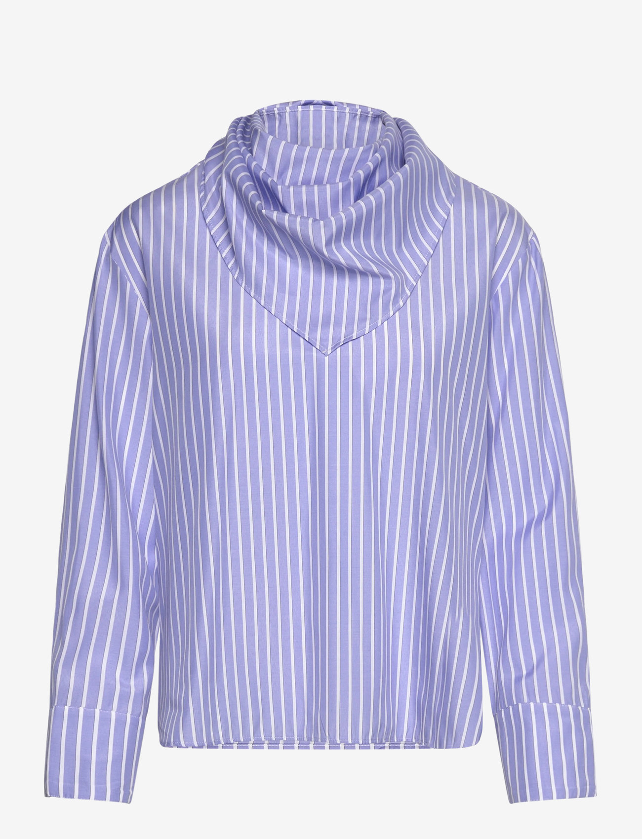 Mango - Striped blouse with handkerchief - long-sleeved blouses - lt-pastel blue - 0