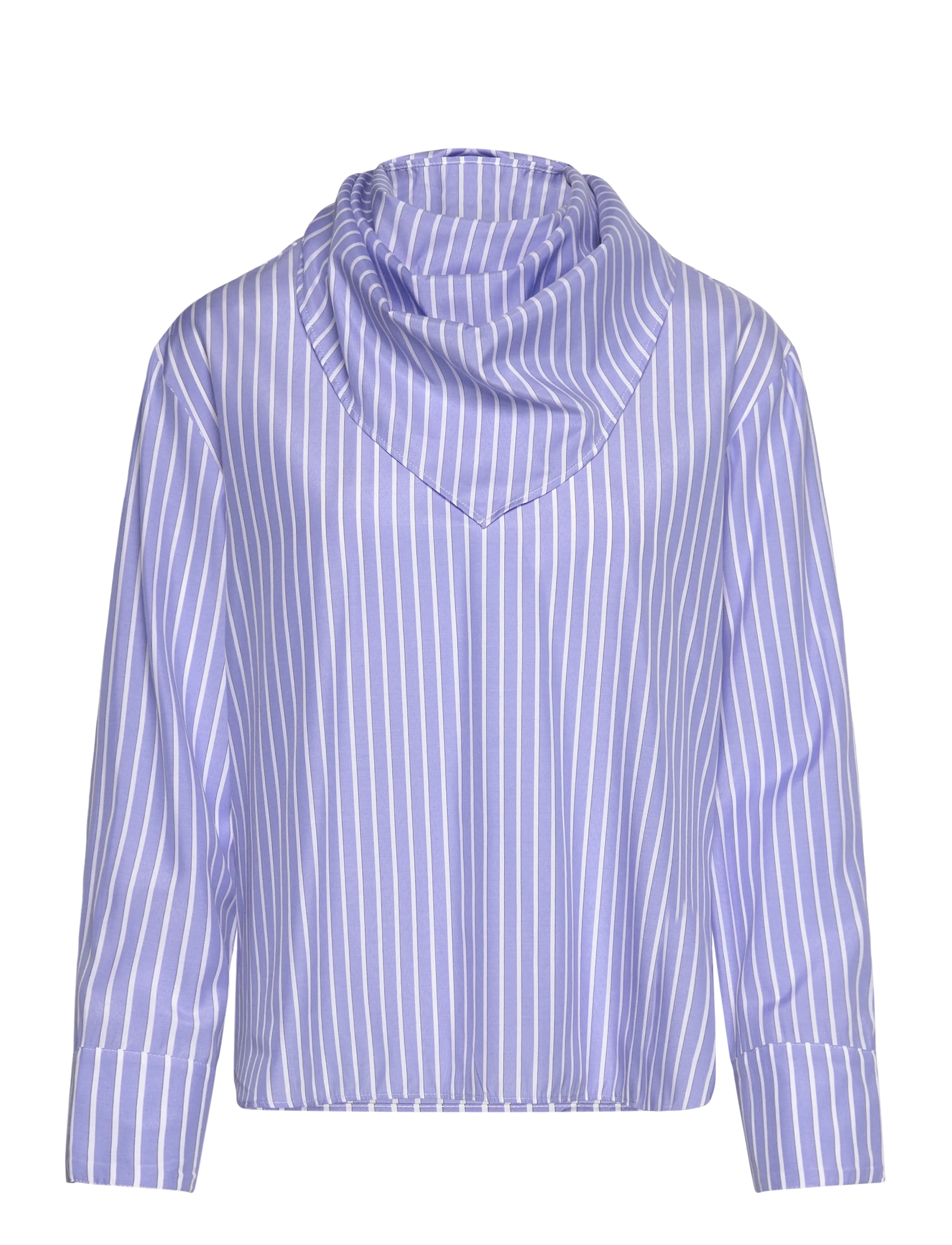 Striped blouse with handkerchief - LT-PASTEL BLUE