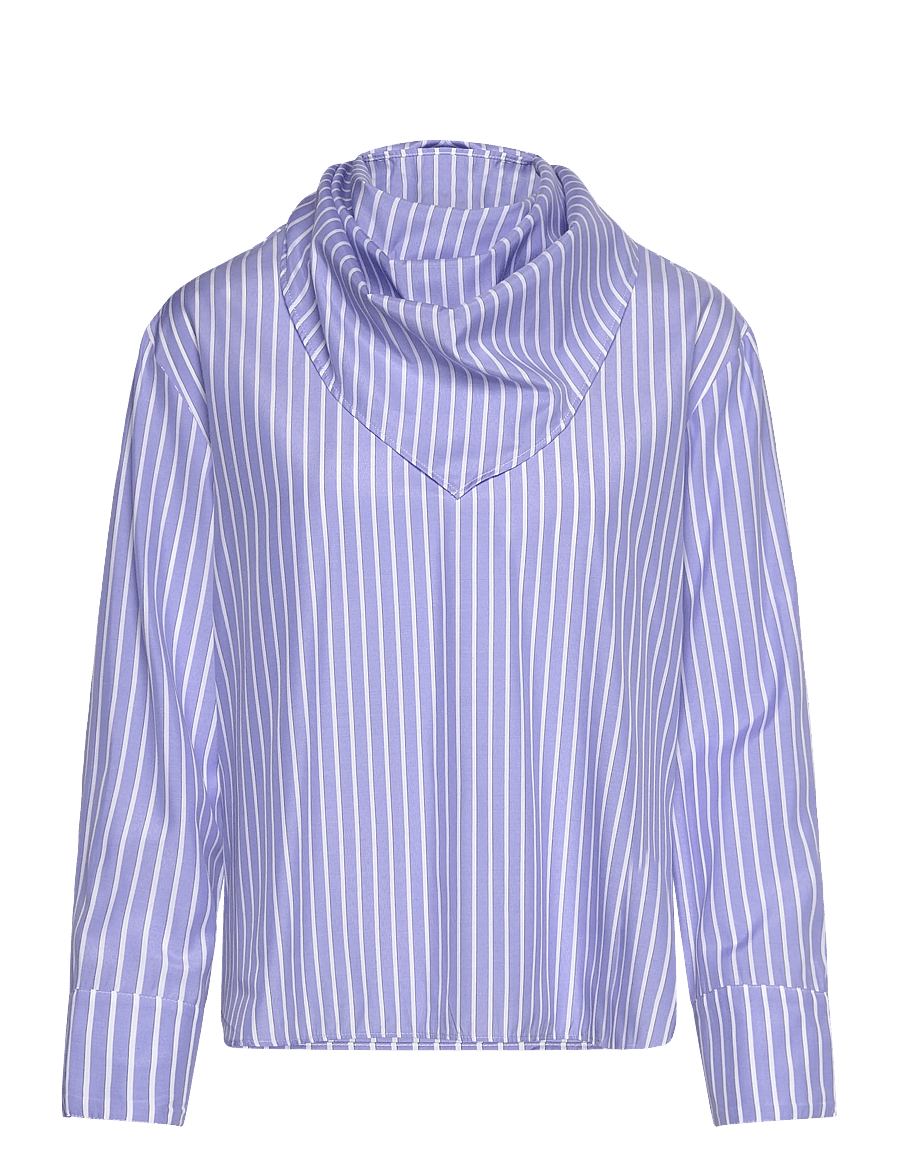 Mango - Striped blouse with handkerchief - langärmelige blusen - lt-pastel blue - 1