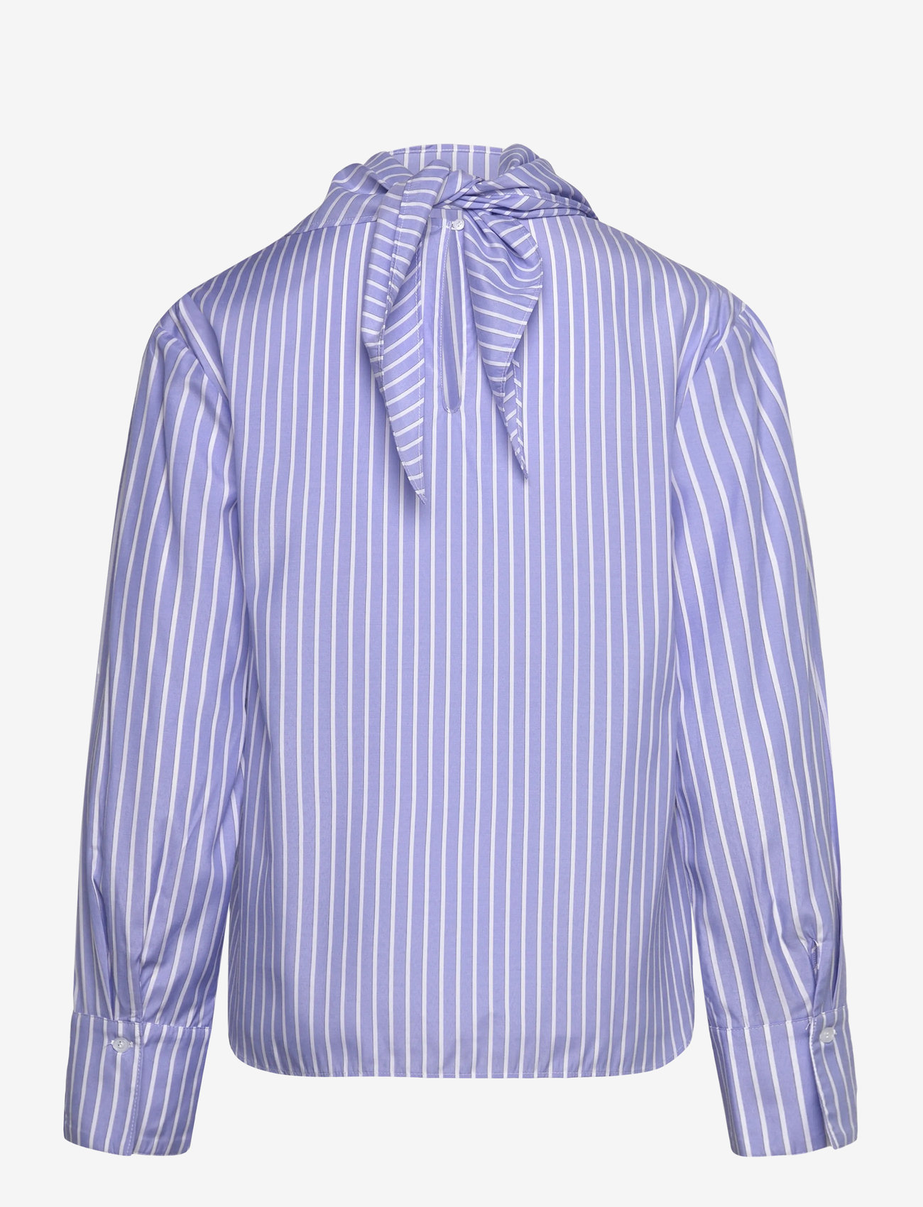 Mango - Striped blouse with handkerchief - long-sleeved blouses - lt-pastel blue - 1
