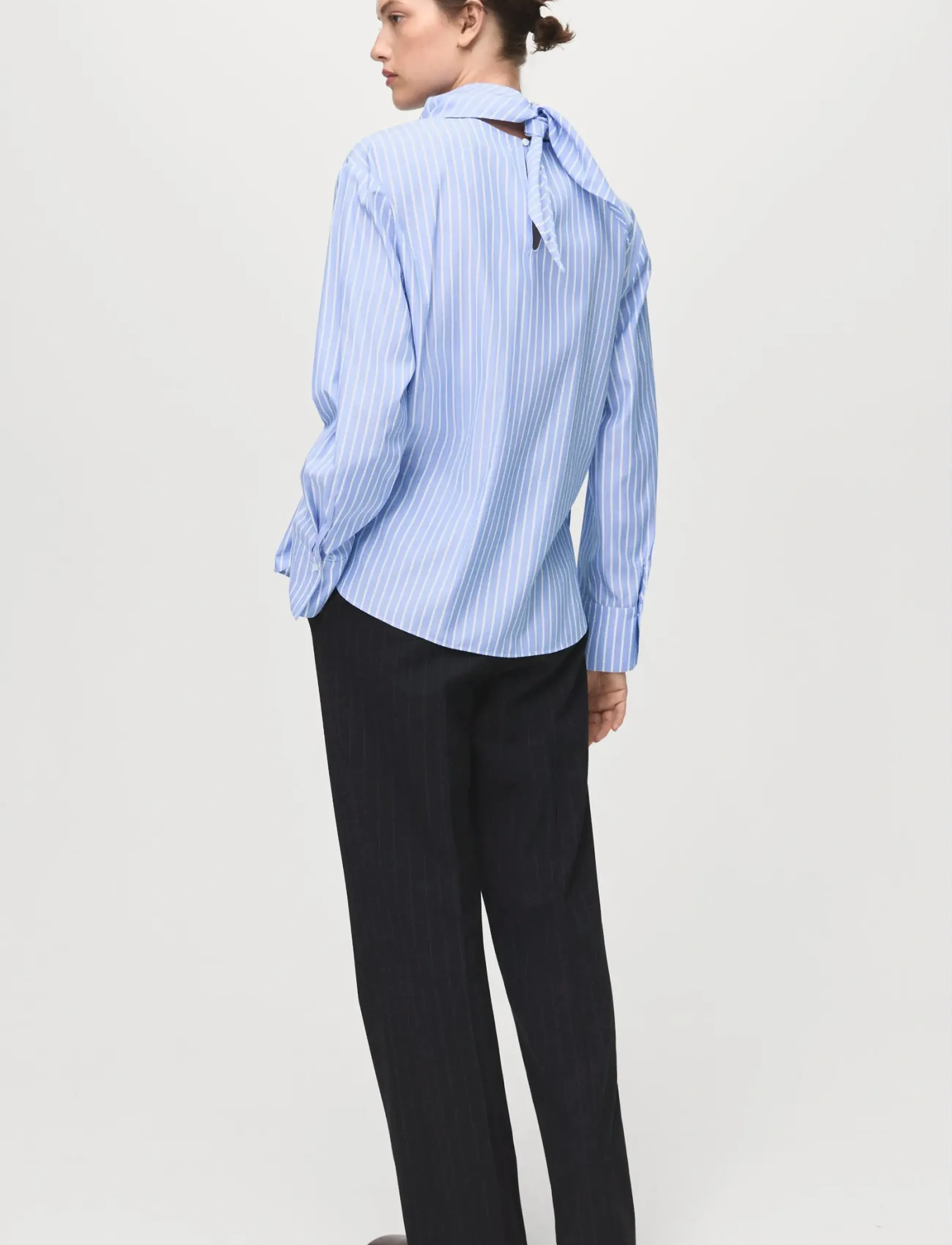 Mango - Striped blouse with handkerchief - langærmede bluser - lt-pastel blue - 3