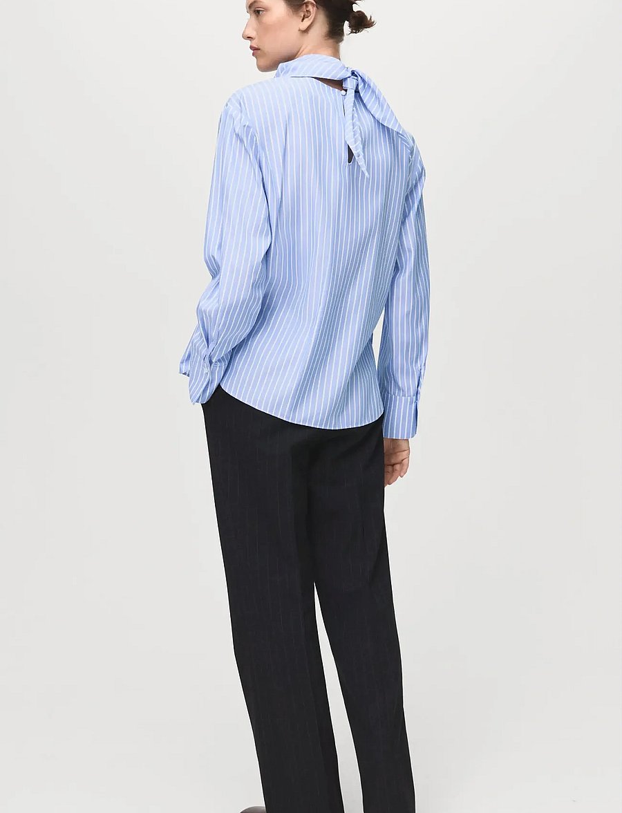 Mango - Striped blouse with handkerchief - langärmelige blusen - lt-pastel blue - 3