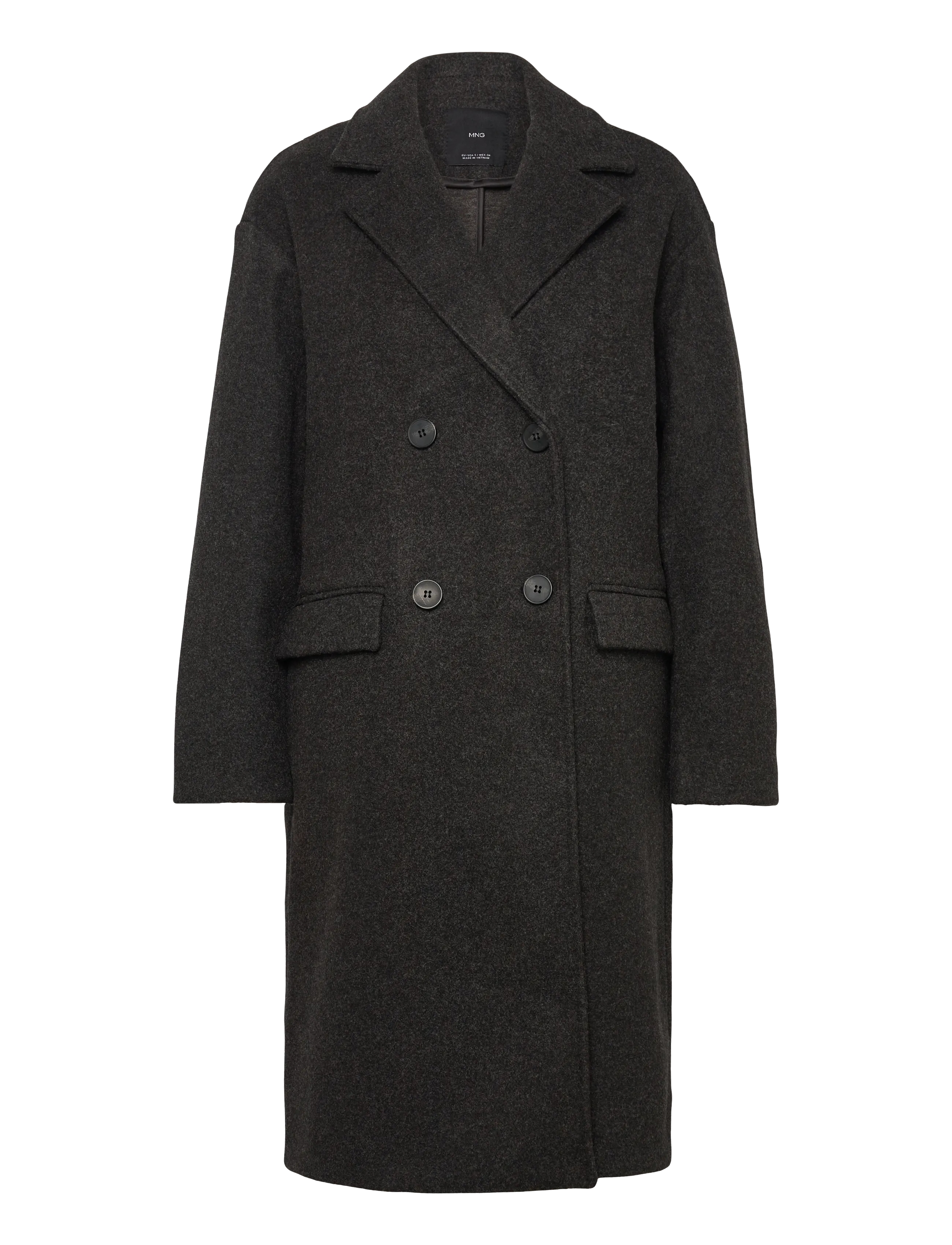 MANGO Double-Breasted Midi Mantel Grau - S - Damen