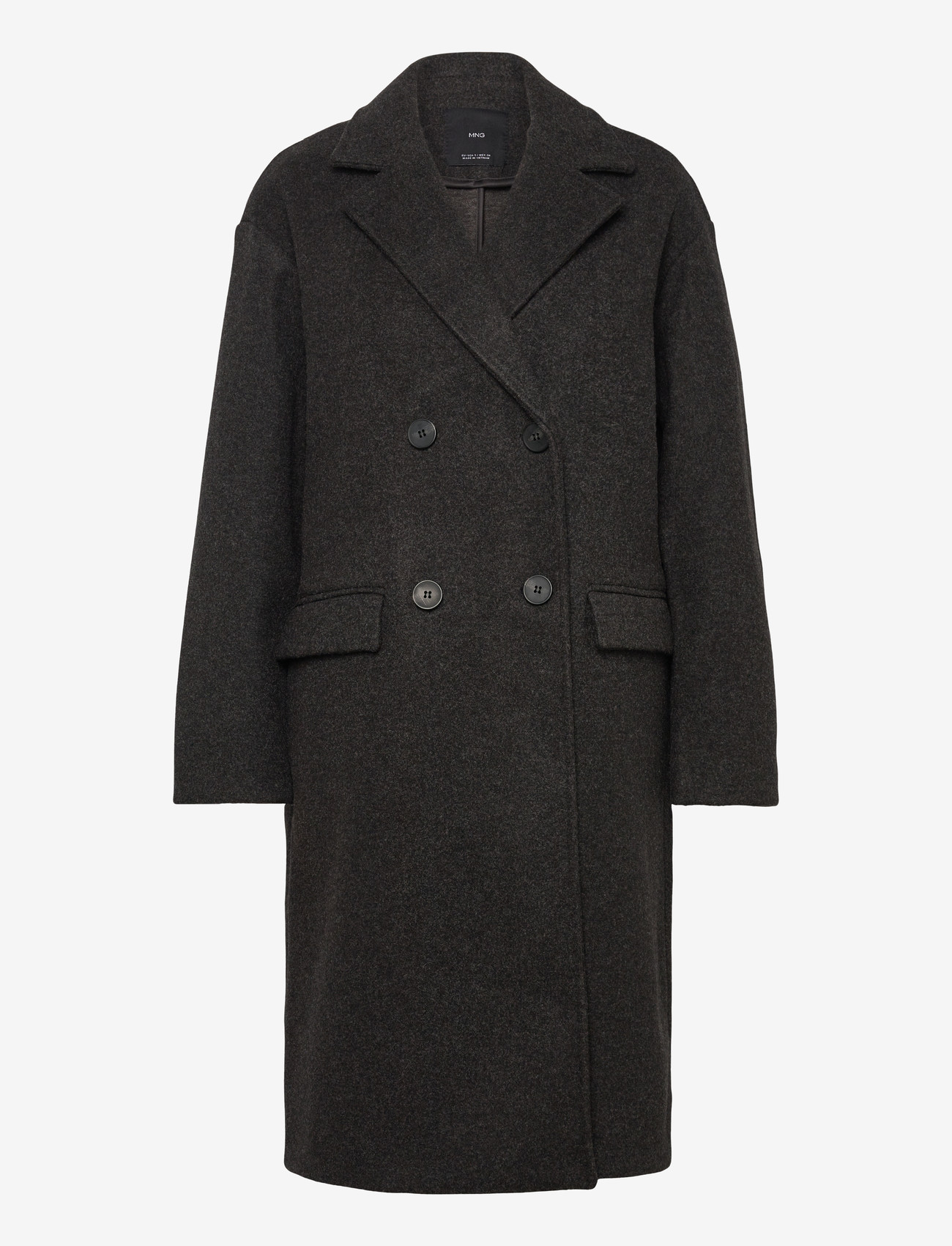 Mango - Double-breasted midi coat - overtøj - charcoal - 1