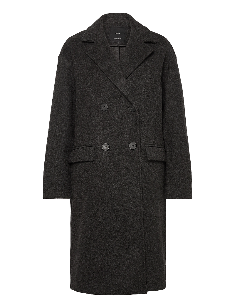 Mango - Double-breasted midi coat - ullkappor - charcoal - 0