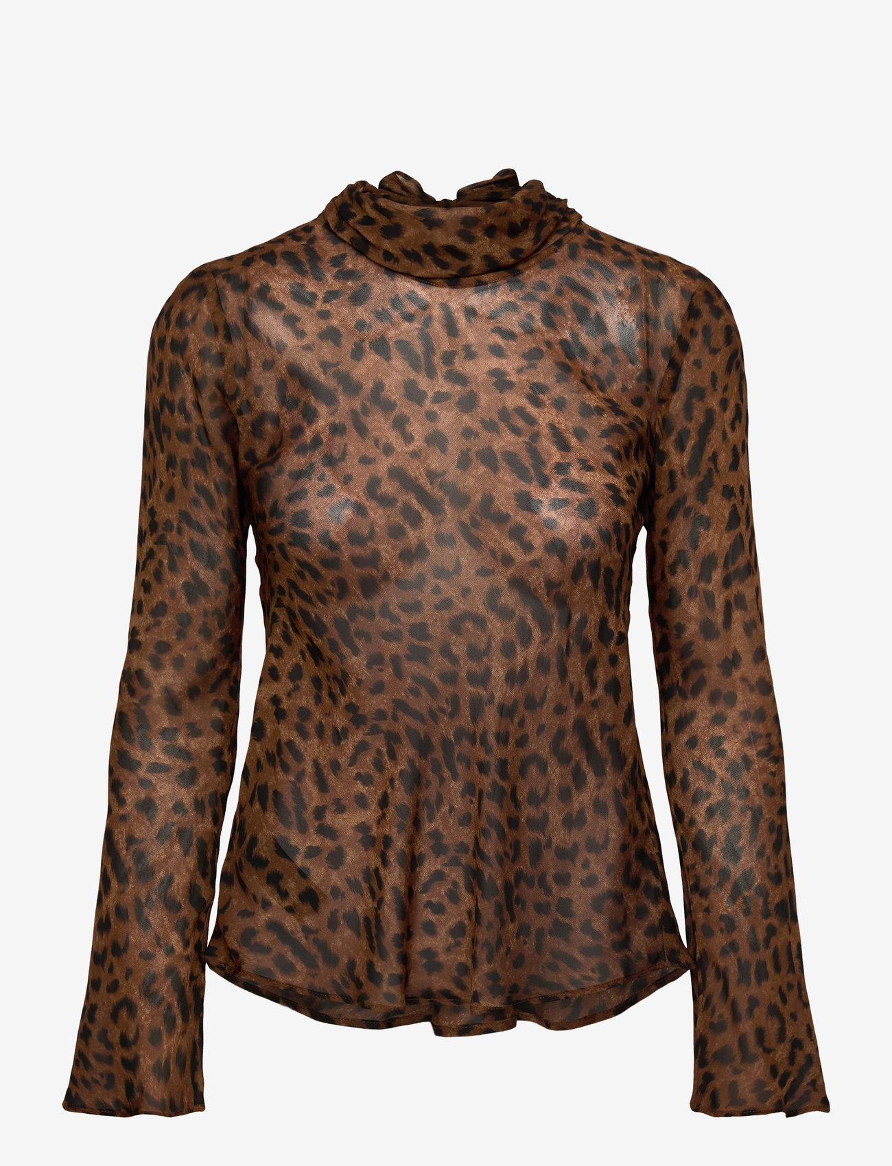 Mango - Leopard-print blouse with scarf - langærmede bluser - black - 0