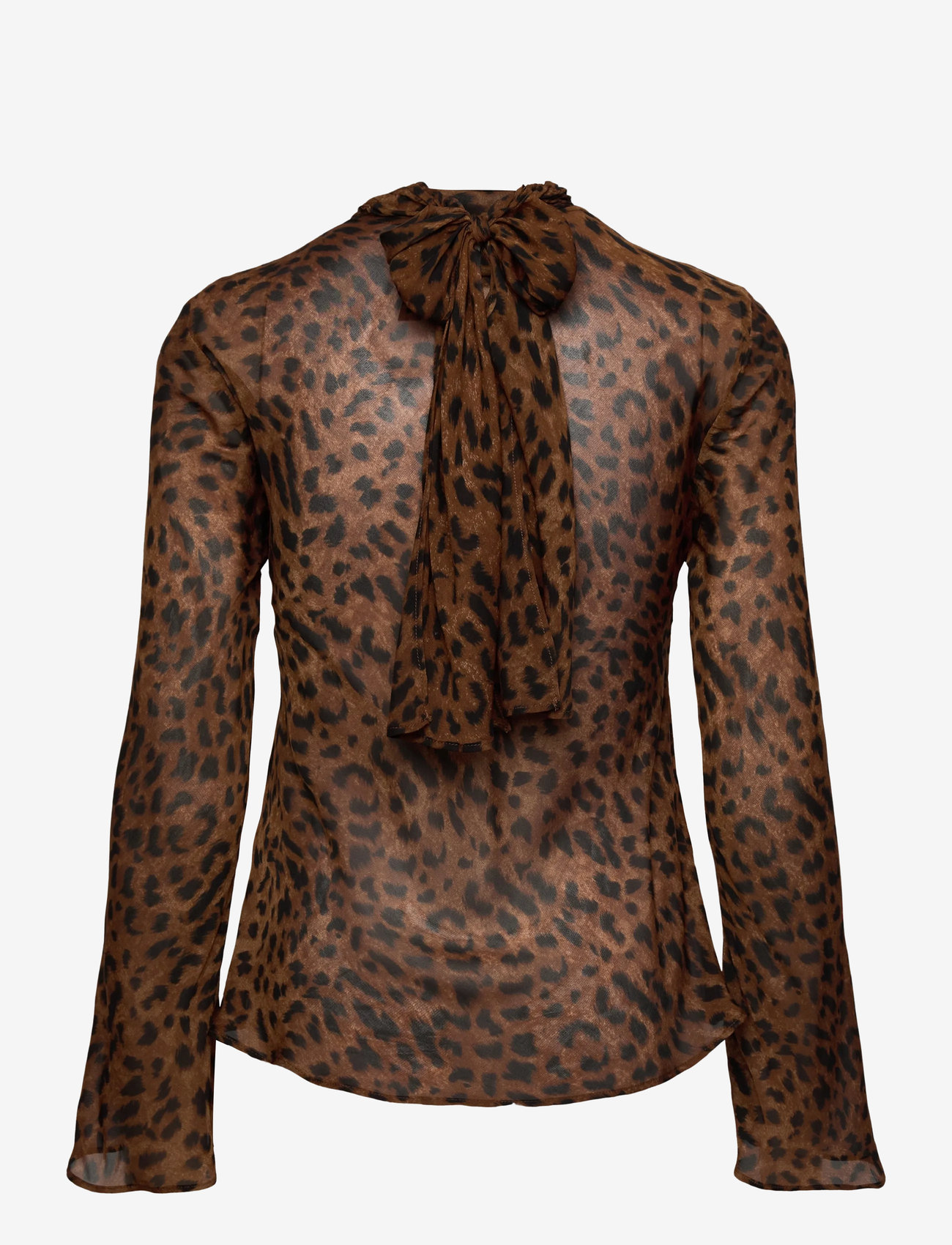 Mango - Leopard-print blouse with scarf - langærmede bluser - black - 1