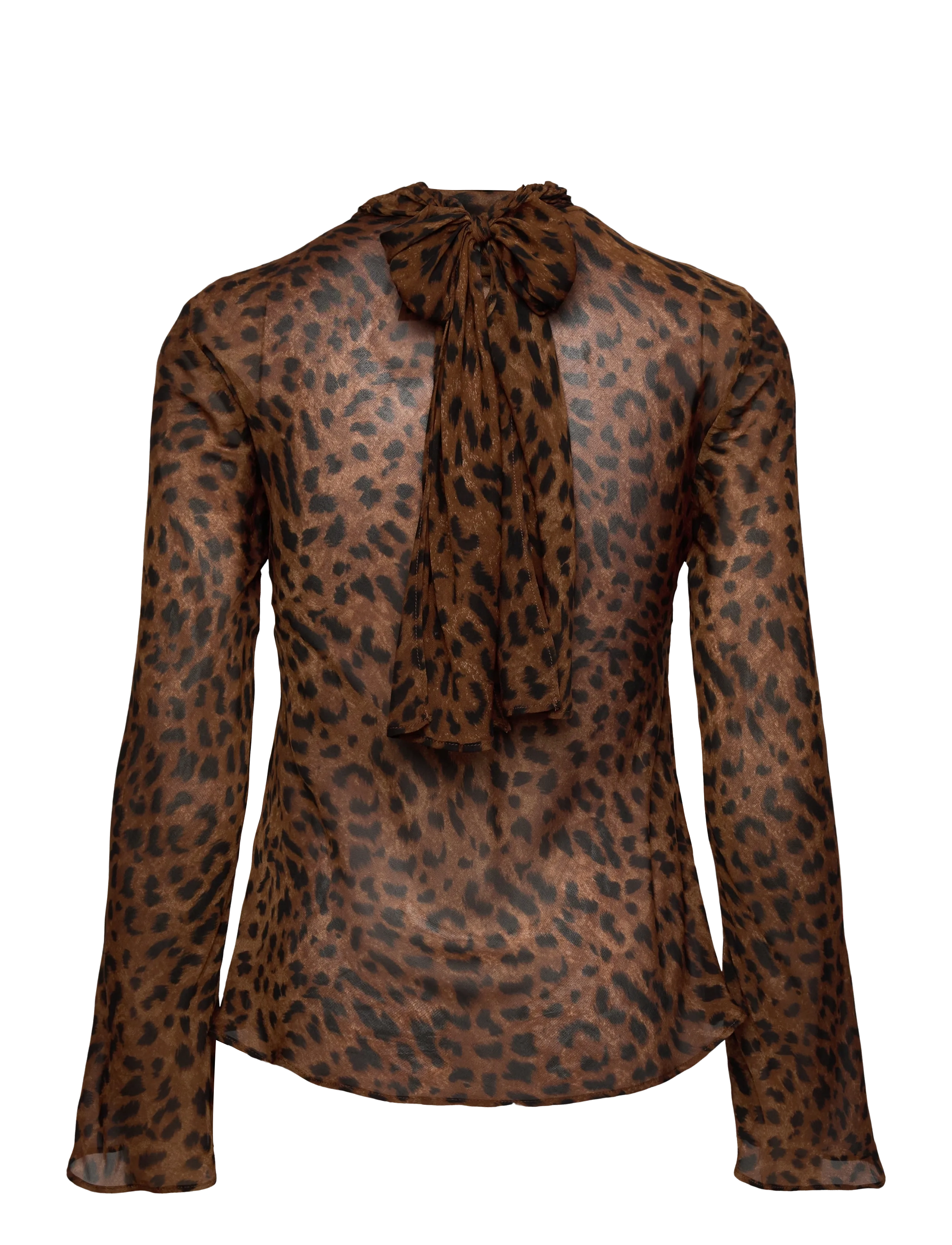 Mango - Leopard-print blouse with scarf - black - 2