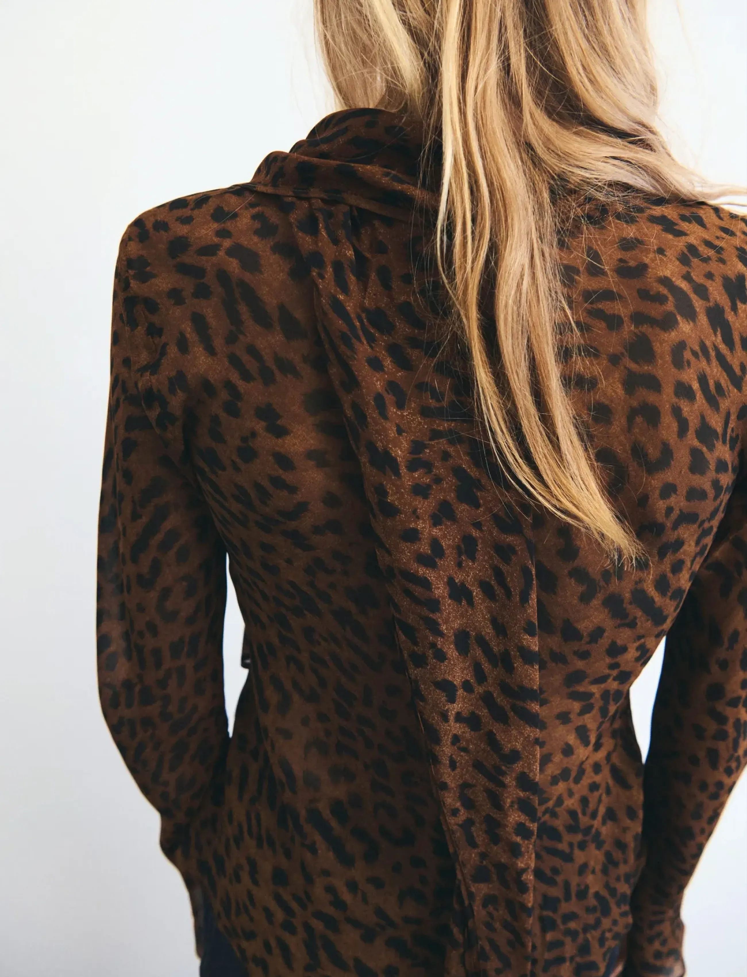 Mango - Leopard-print blouse with scarf - black - 3