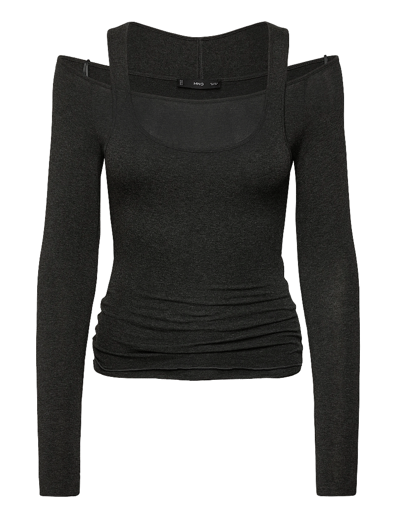 Mango - Combined crew neck sweater - långärmade toppar - dark grey - 0