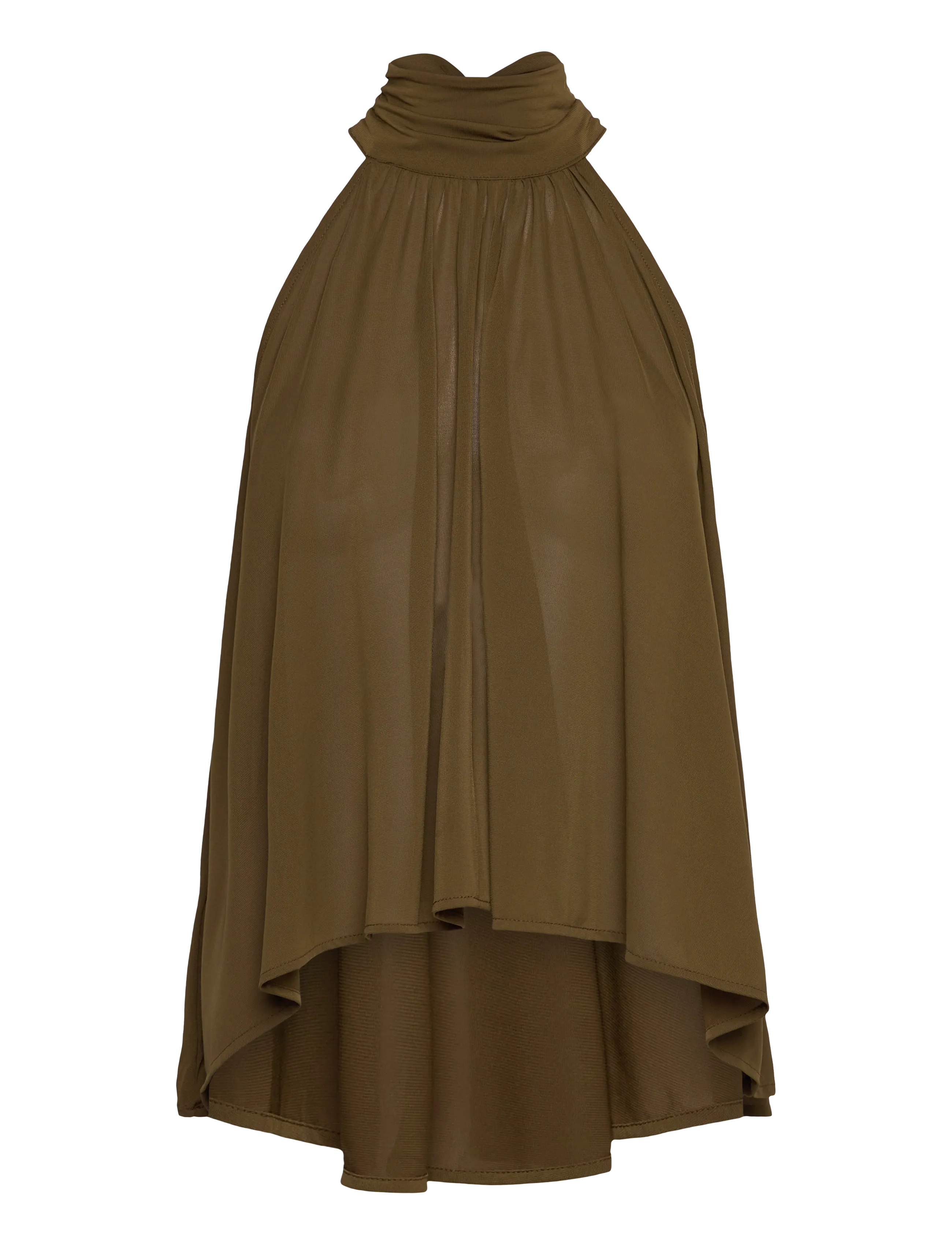 Mango - Halter top with bow - beige - khaki - 1