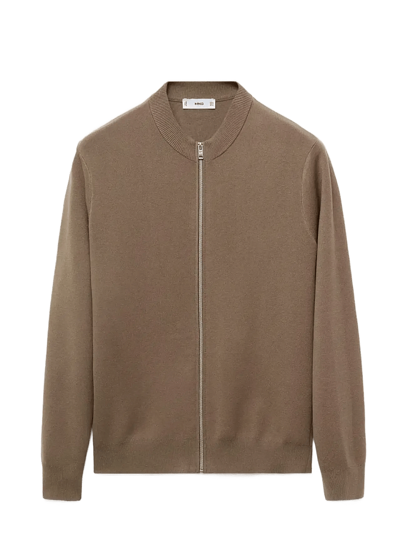 Mango - Zipped knit cardigan - fullzip strik - medium brown - 1