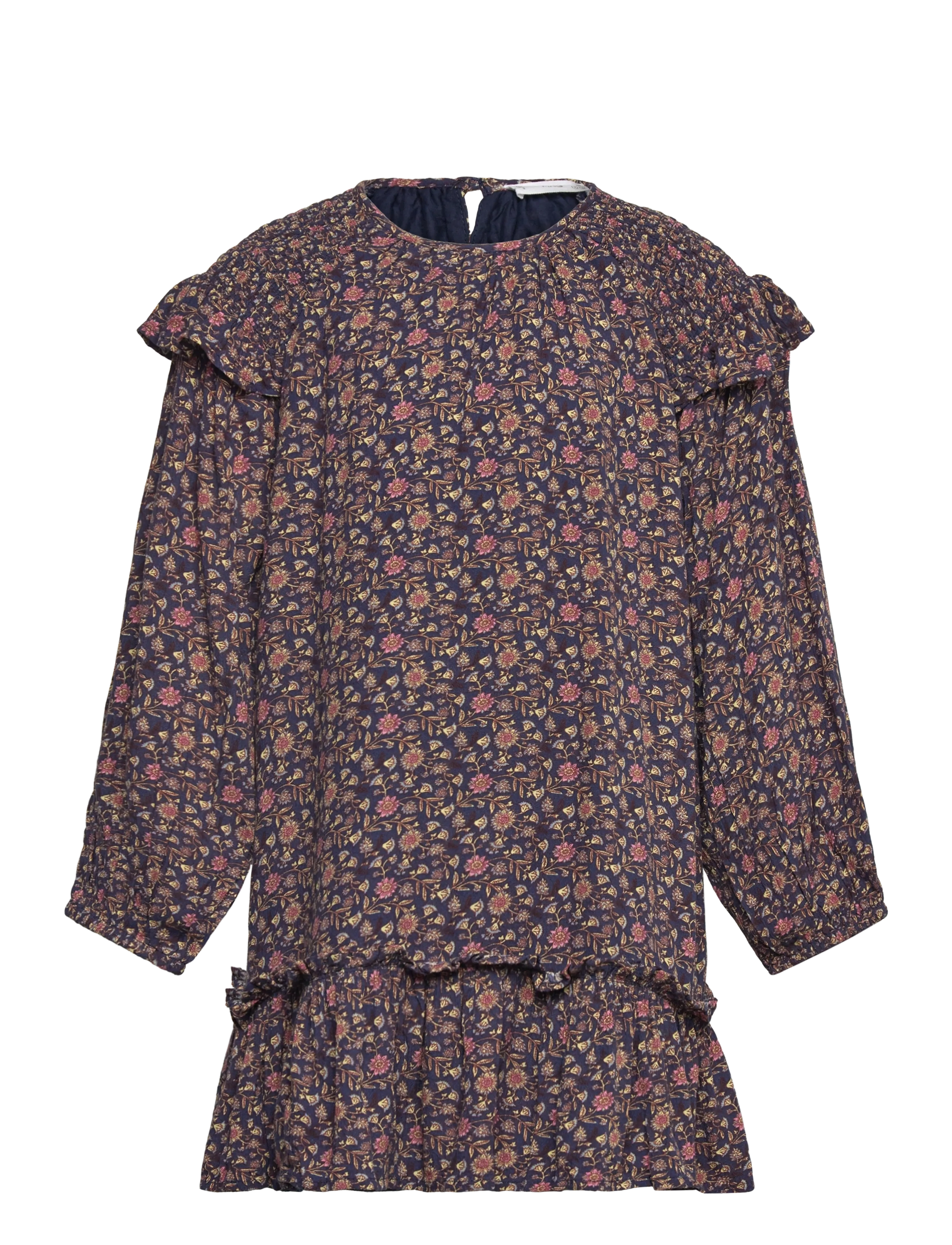 MANGO Ruffled Printed Kleid Navy - 134 - Kinder
