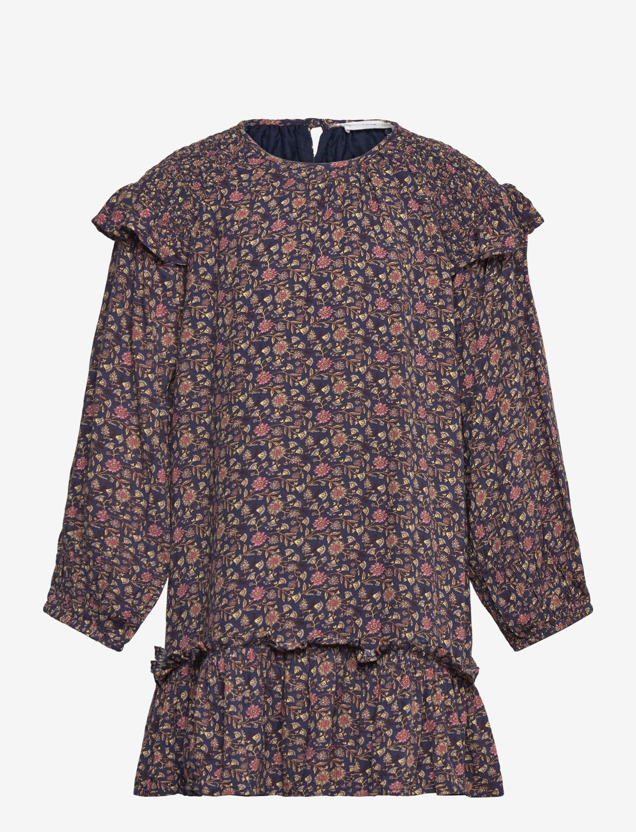 Mango - Ruffled printed dress - langærmede hverdagskjoler - navy - 1