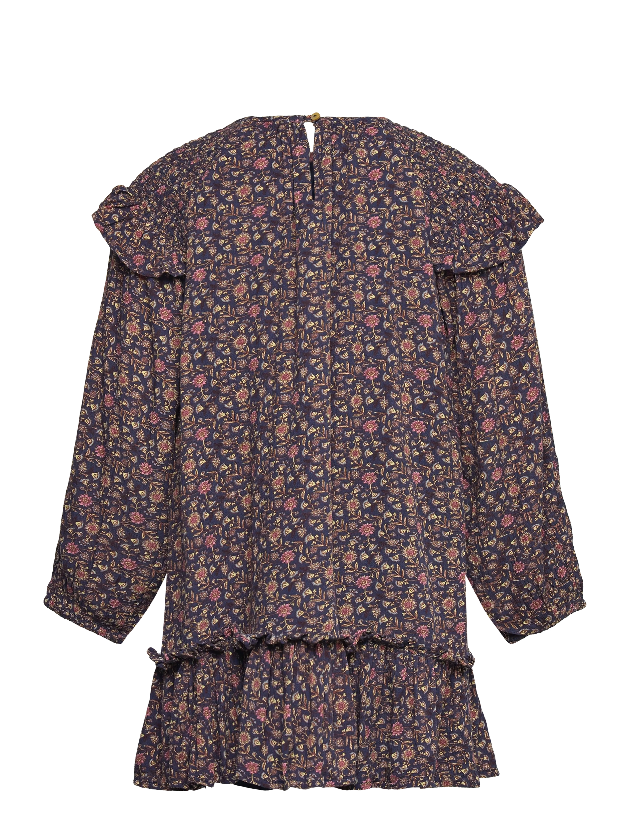 Mango - Ruffled printed dress - long-sleeved casual dresses - navy - 2
