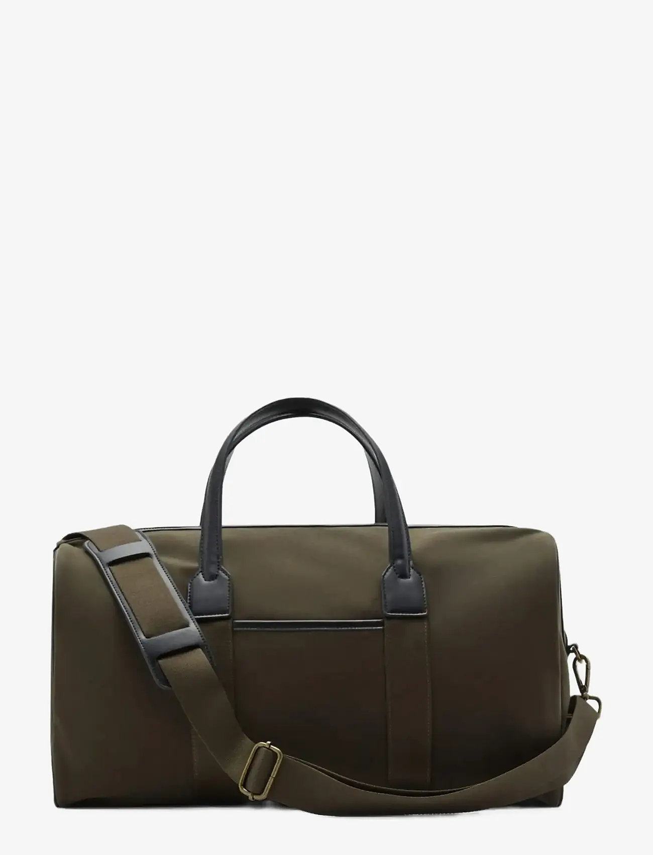 Mango - Combined leather and cotton bowling handbag - beige - khaki - 1