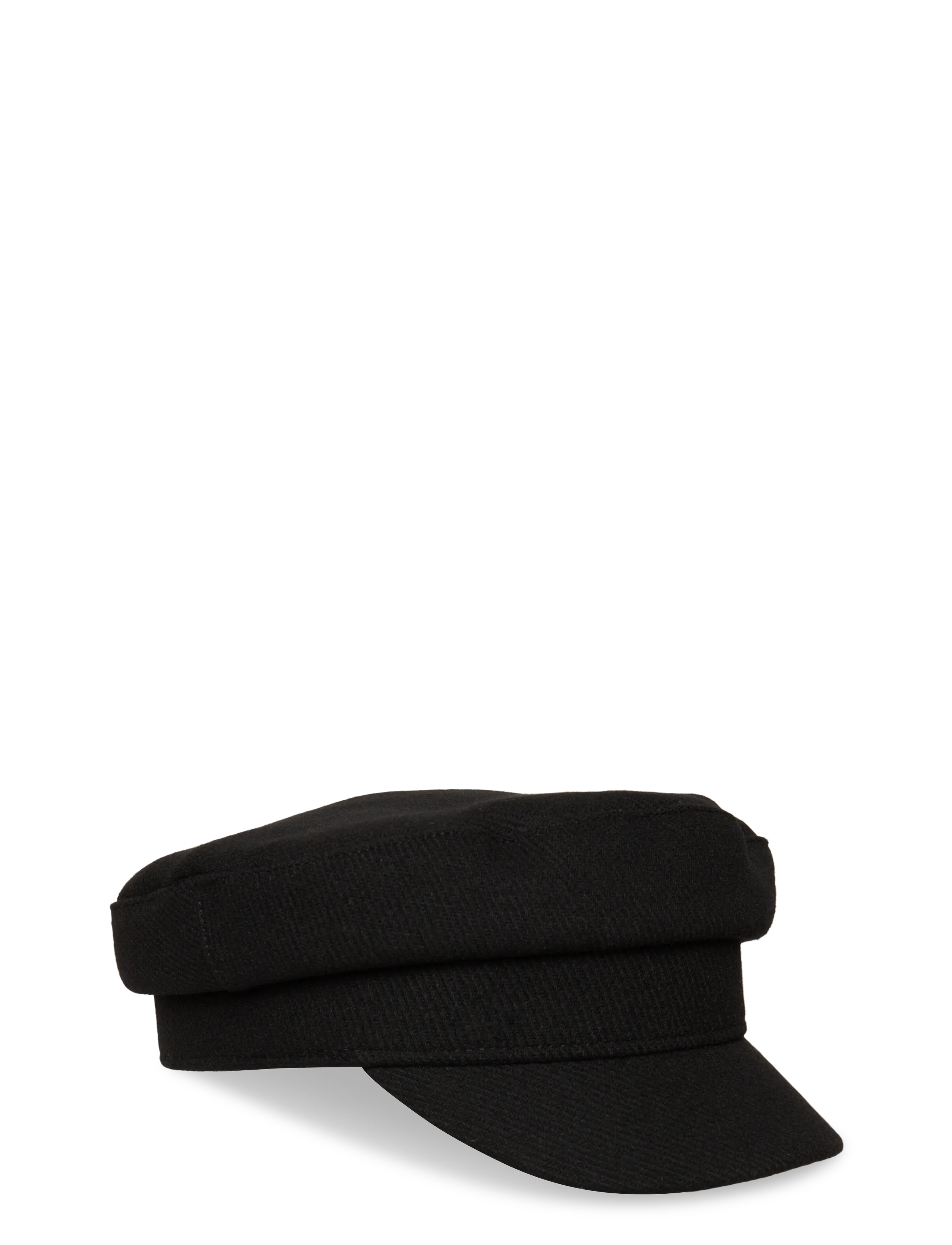 Rigid wool-blend baker boy cap - BLACK