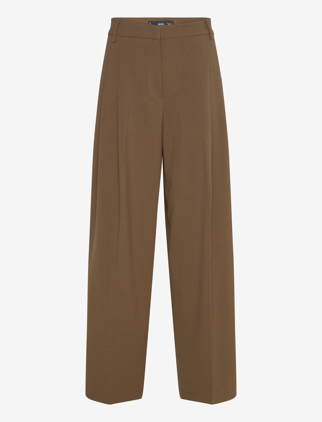 Mango - Wide leg mid-rise pleated trousers - peoriided outlet-hindadega - beige - khaki - 1