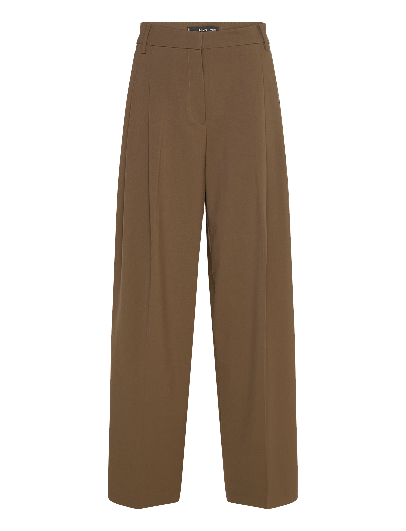 Mango - Wide leg mid-rise pleated trousers - bukser med brede ben - beige - khaki - 1