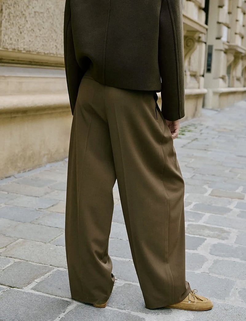 Mango - Wide leg mid-rise pleated trousers - bukser med brede ben - beige - khaki - 3