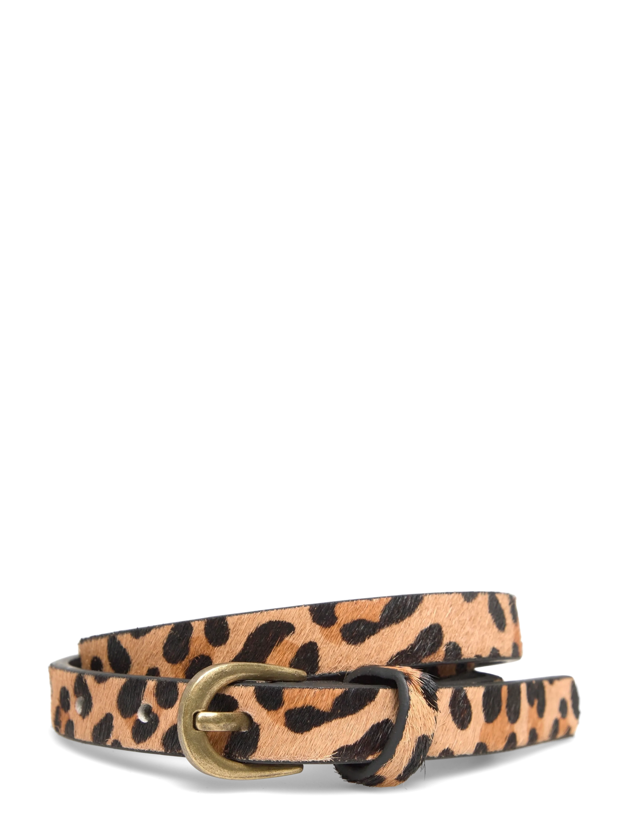 Leopard leather belt - MEDIUM BROWN
