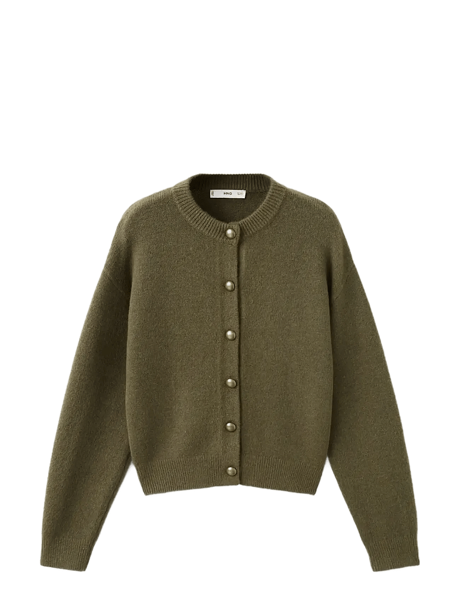 Mango - Chunky-knit cardigan with buttons - koftor - beige - khaki - 1