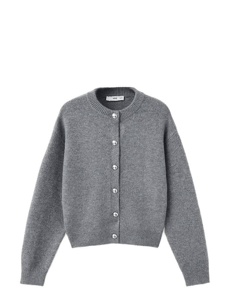 Mango - Chunky-knit cardigan with buttons - cardigans - medium grey - 1