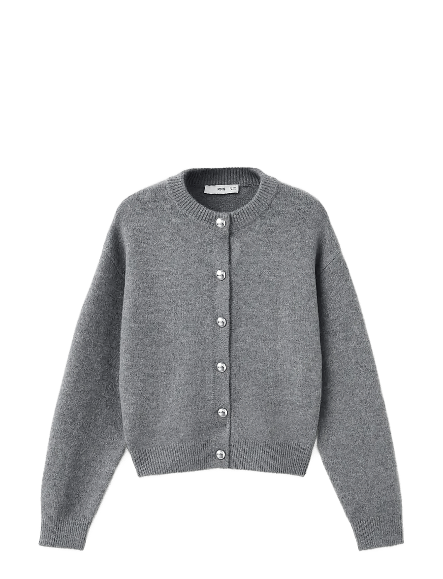 Mango - Chunky-knit cardigan with buttons - koftor - medium grey - 1