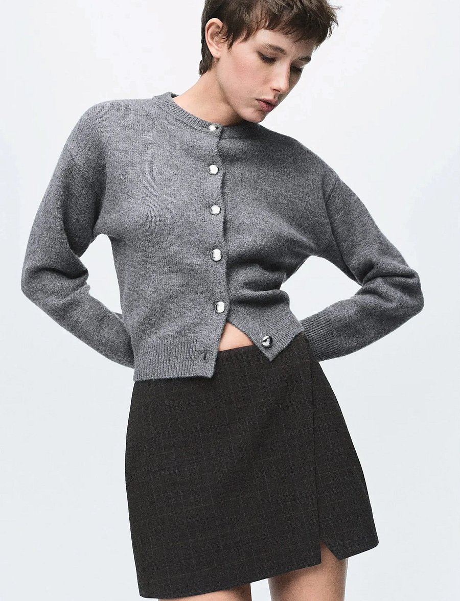 Mango - Chunky-knit cardigan with buttons - koftor - medium grey - 0