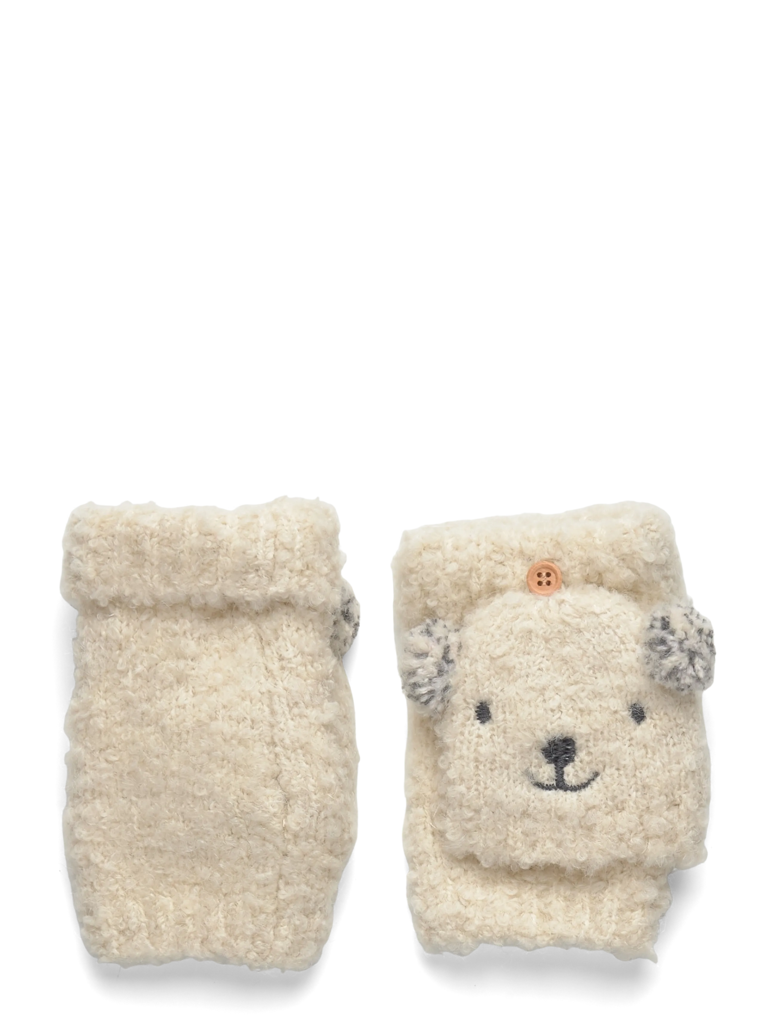 Bear knitted gloves - LIGHT BEIGE