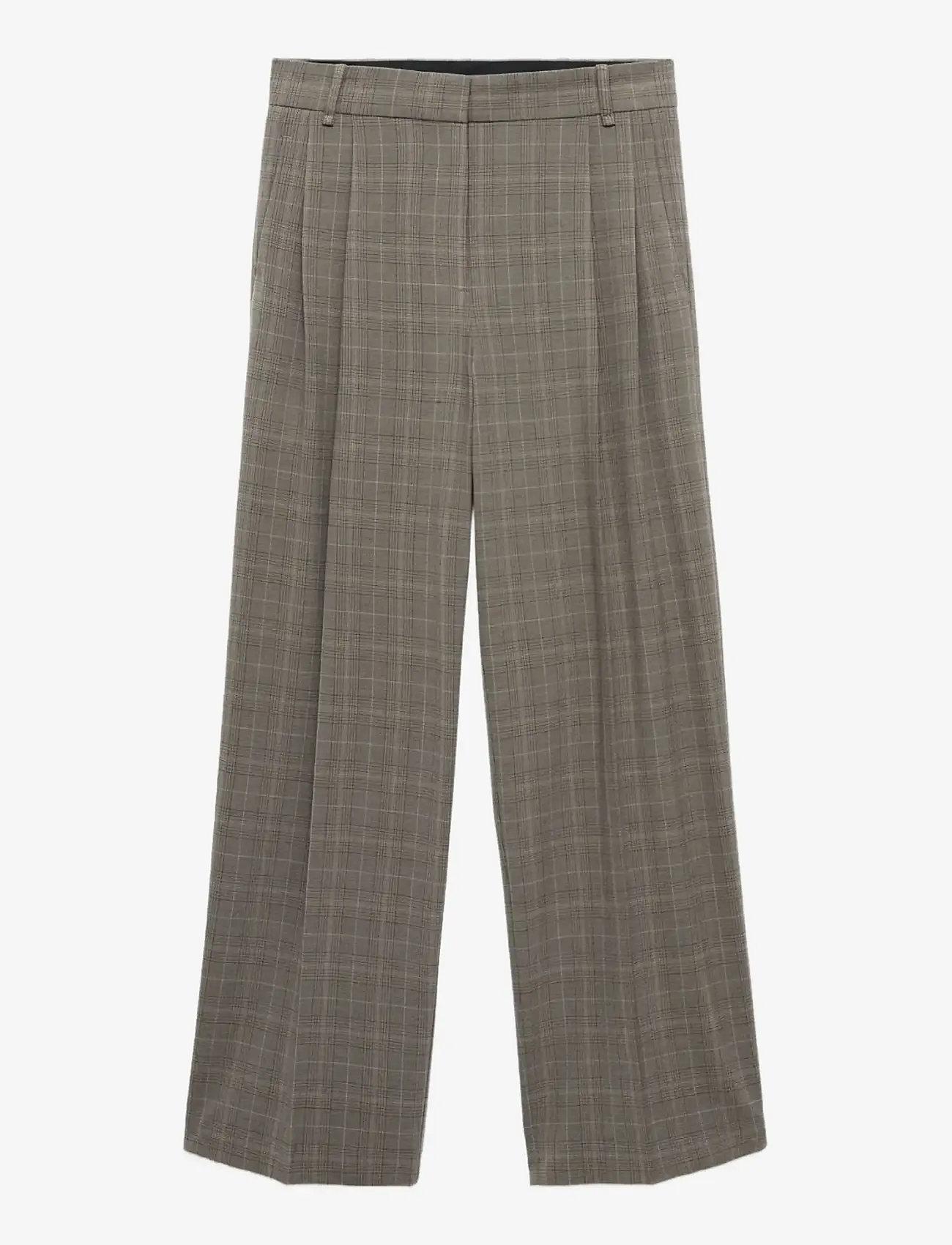 Mango - Wide leg check suit trousers - kostymbyxor - medium brown - 1