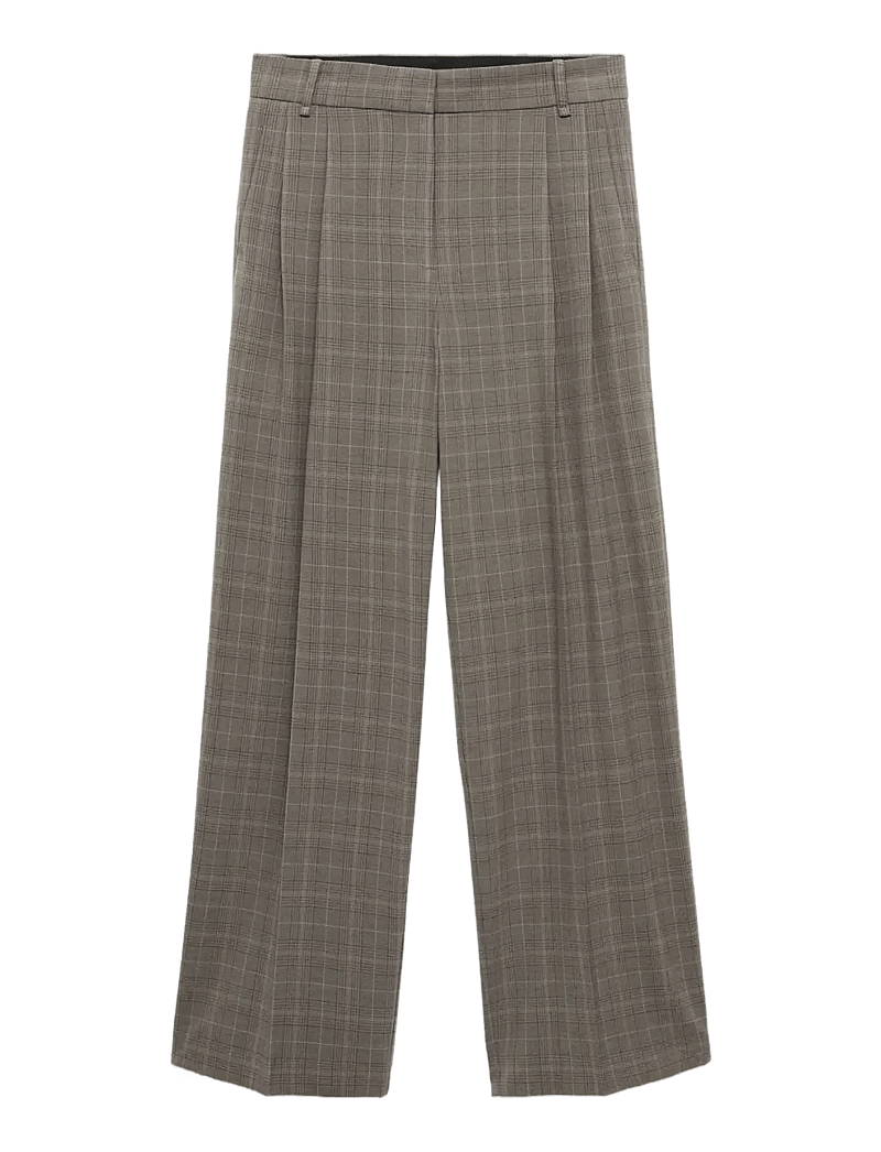 Mango - Wide leg check suit trousers - kostymbyxor - medium brown - 1