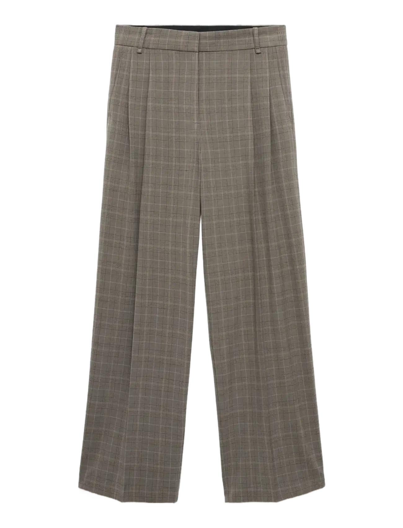 Mango Wide leg check suit trousers - Broeken - MEDIUM BROWN / brown