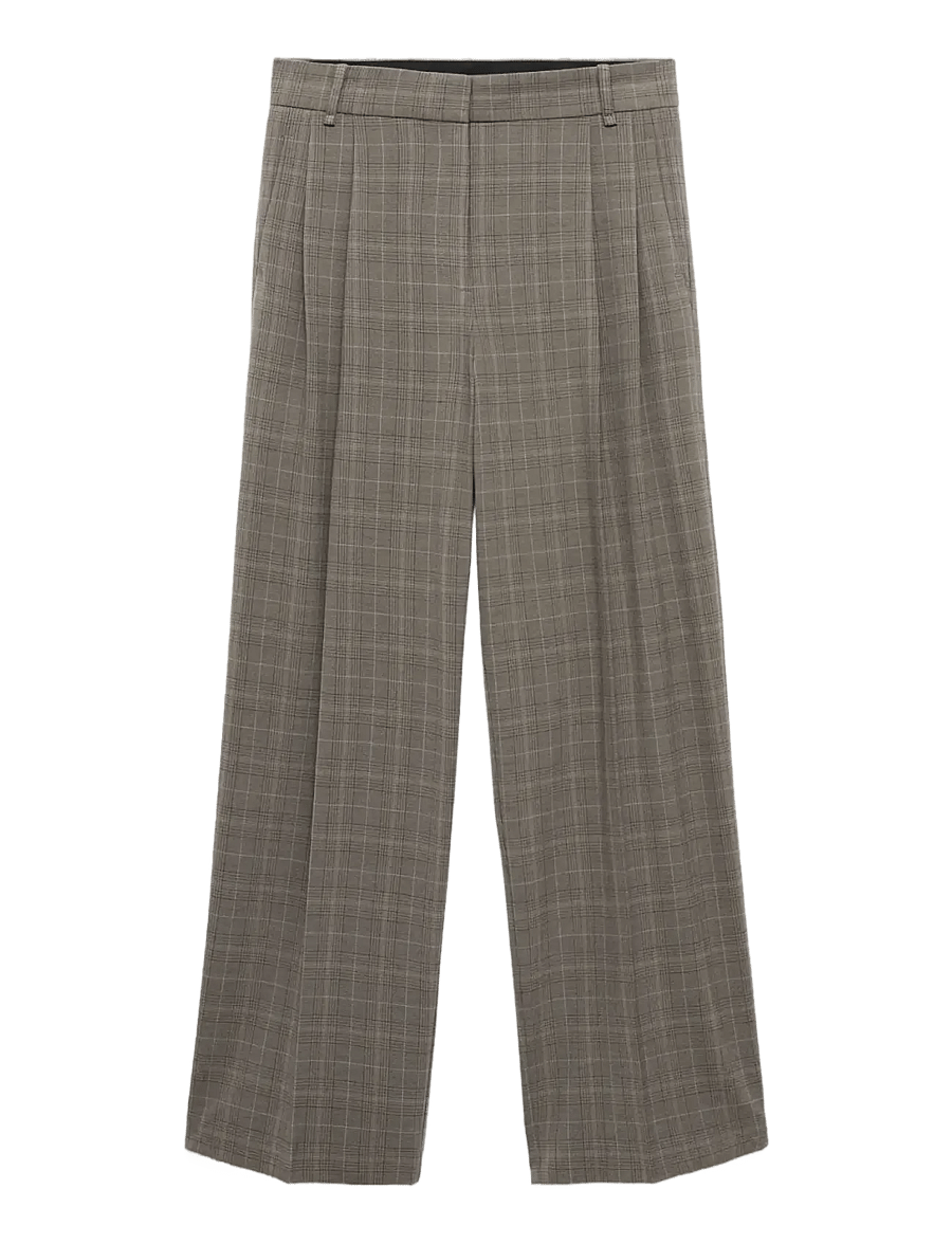 Mango - Wide leg check suit trousers - habitbukser - medium brown - 1