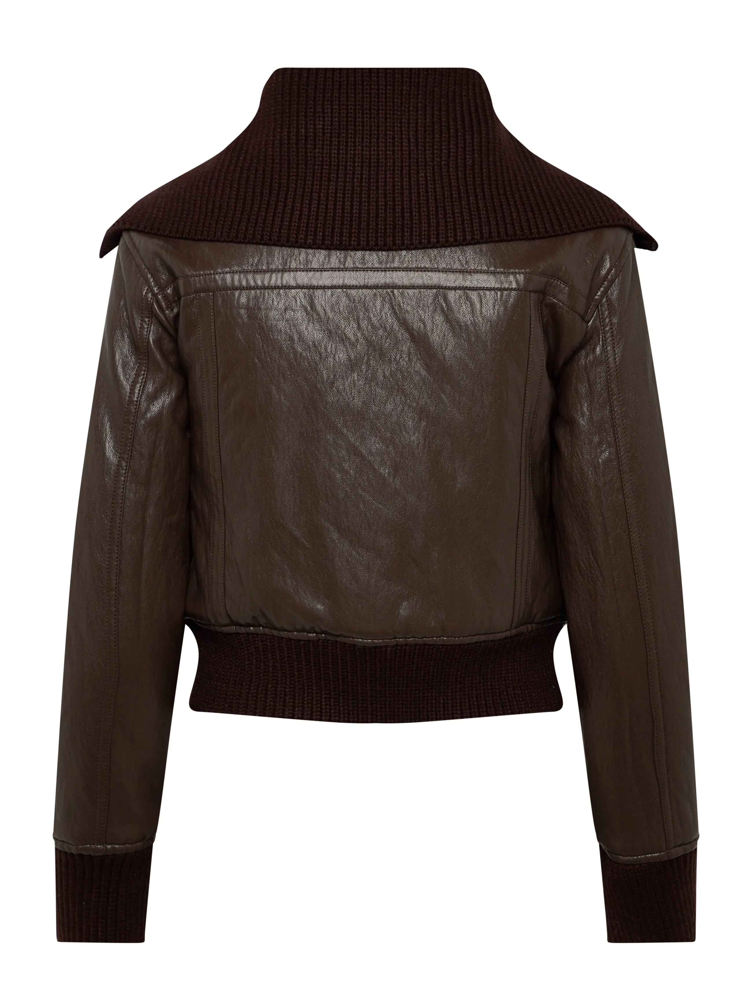 Mango - Faux-leather jacket with a roll-neck collar - frühlingsjacken - brown - 2