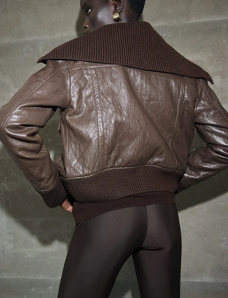 Mango - Faux-leather jacket with a roll-neck collar - frühlingsjacken - brown - 4