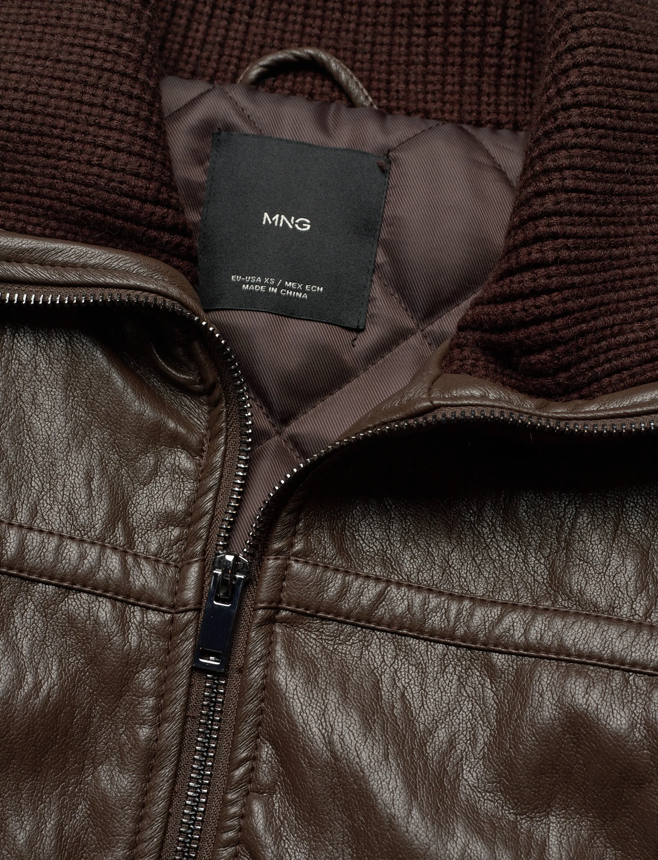 Mango - Faux-leather jacket with a roll-neck collar - frühlingsjacken - brown - 5