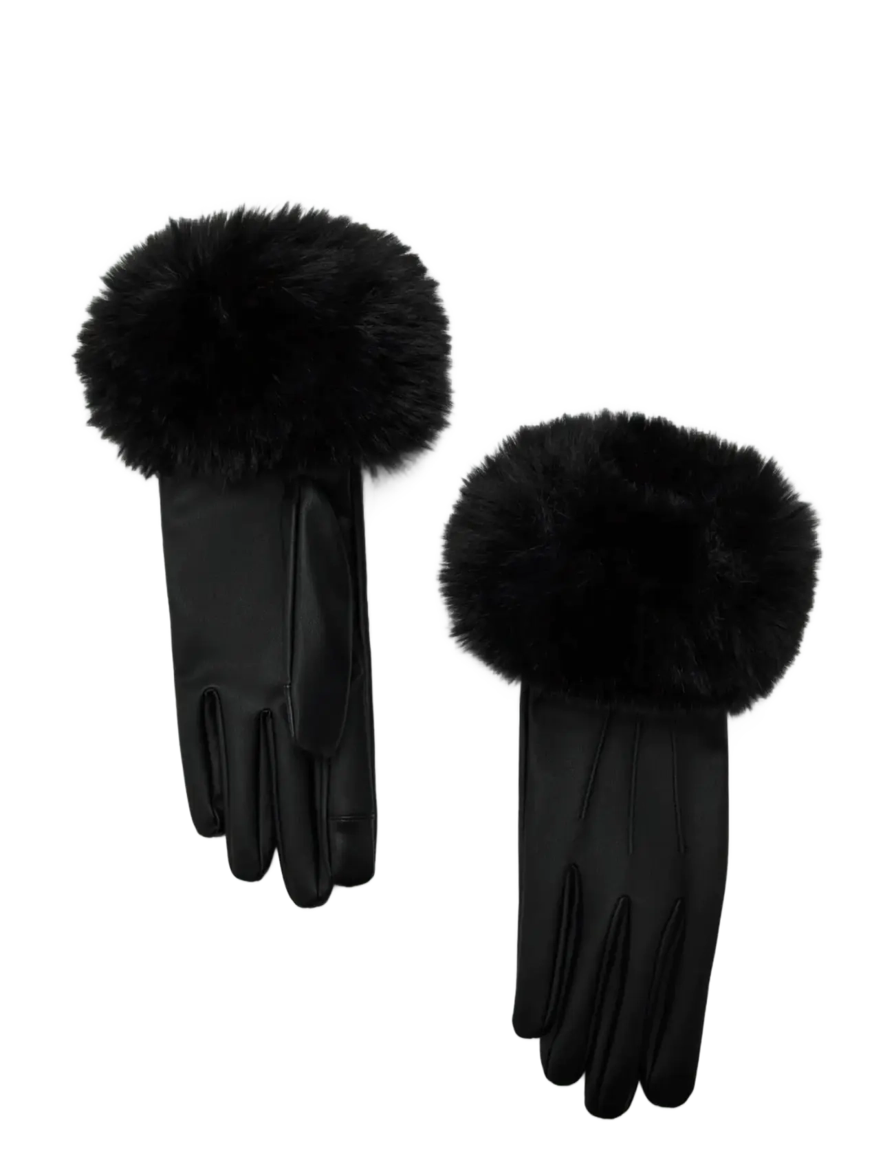 MANGO Combined Hair Handschuhe Schwarz - S - Damen