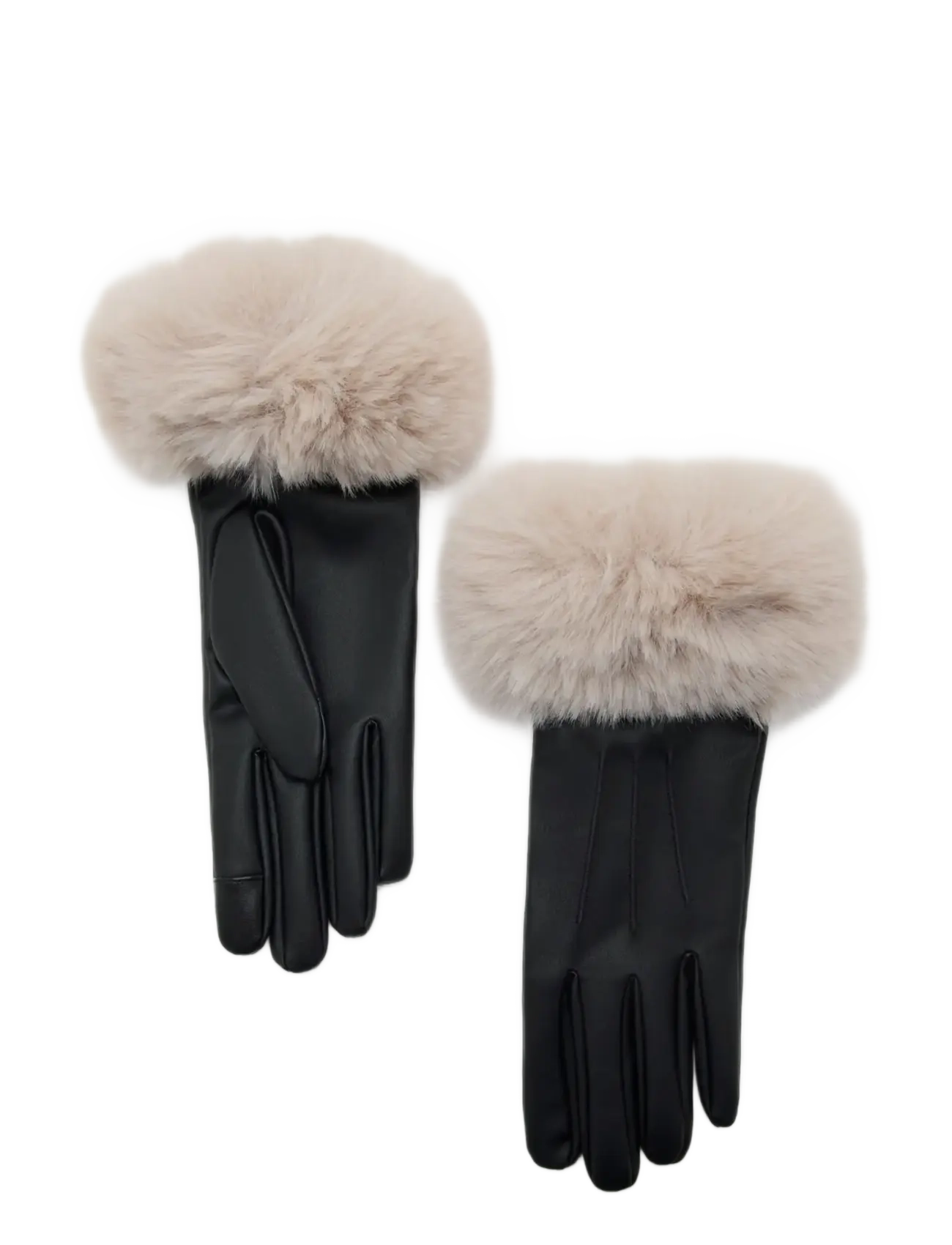 Mango Combined hair gloves - Handschuhe - LIGHT BEIGE / black