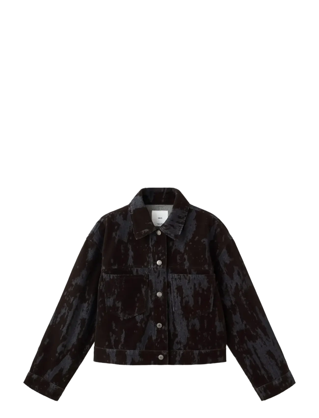 MANGO Devoré Denim Jacke Schwarz - M - Damen