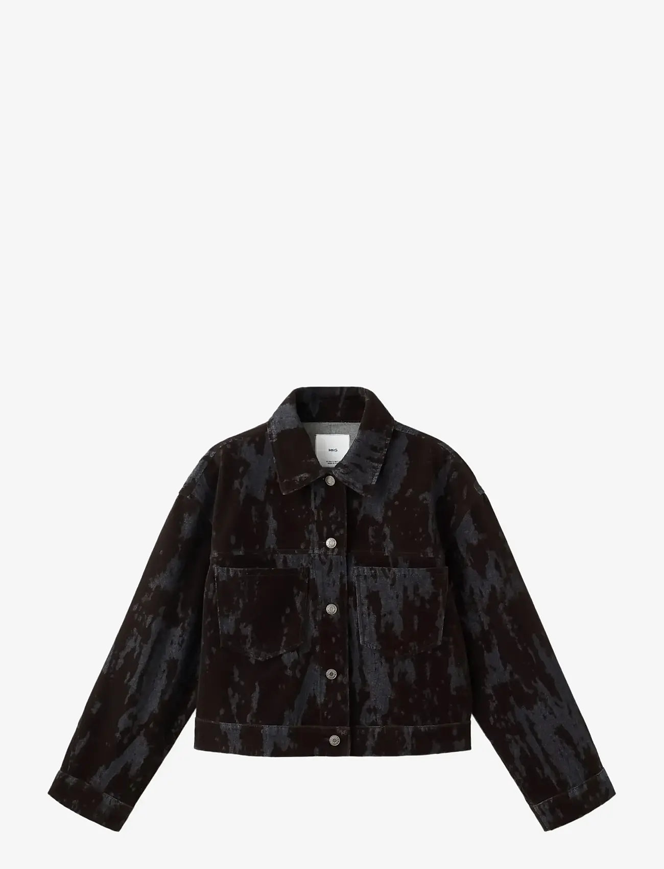 Mango - Devoré denim jacket - jeansjackor - dark brown - 1