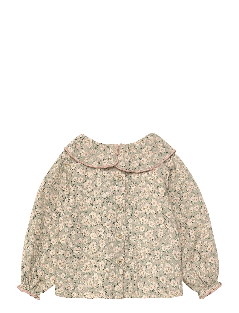 Mango - Floral cotton blouse - blusen & tuniken - green - 1