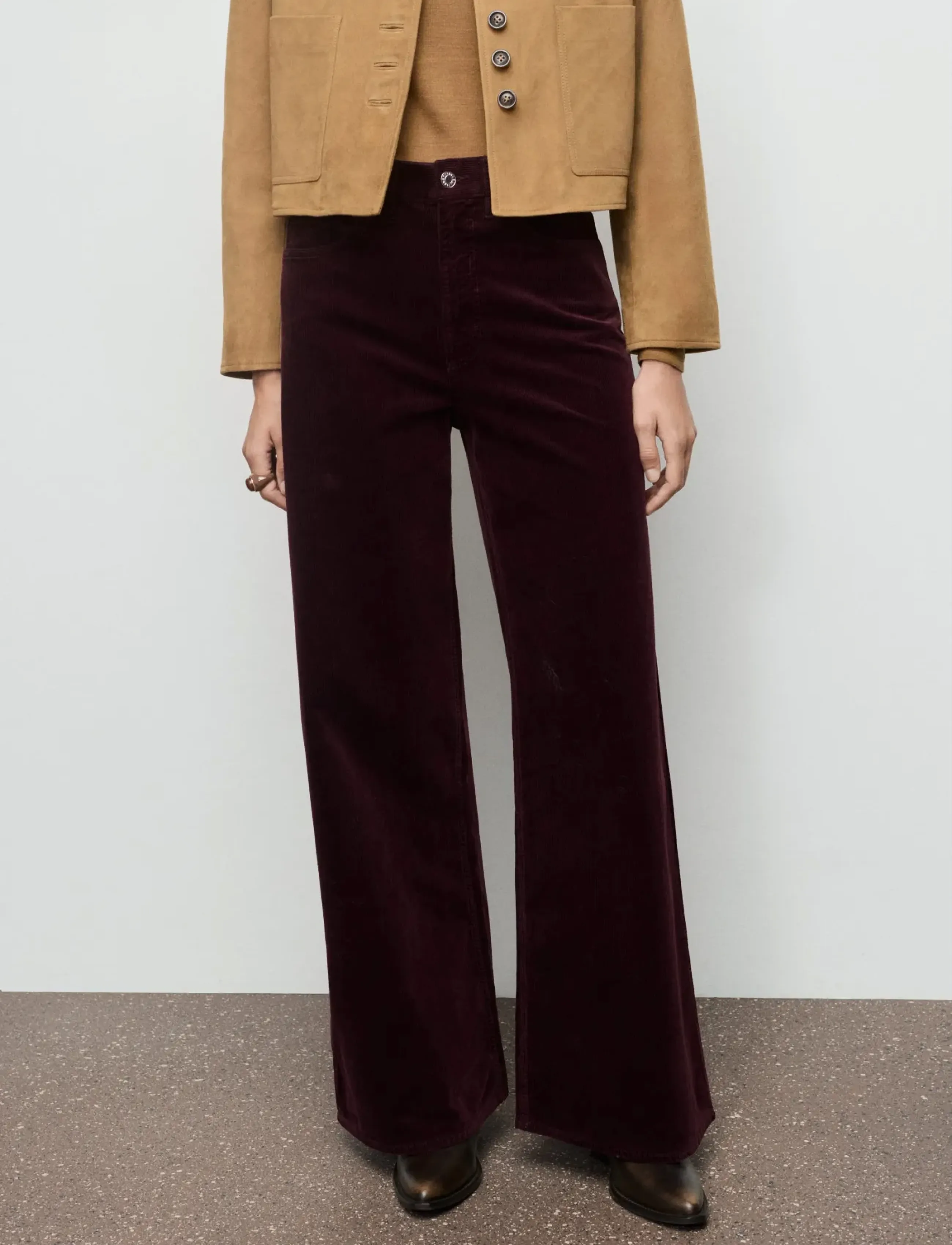 Mango Wide leg corduroy jeans - Bukser - DARK RED / burgundy