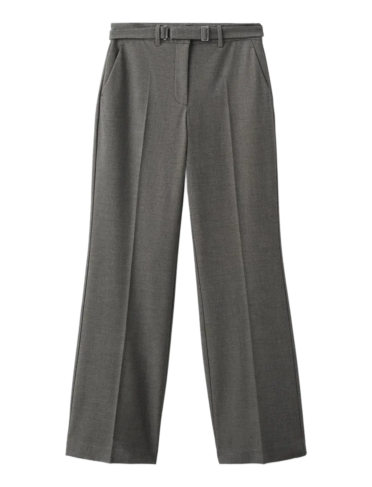 Mango Belt straight-fit trousers - Byxor - BROWN / grey