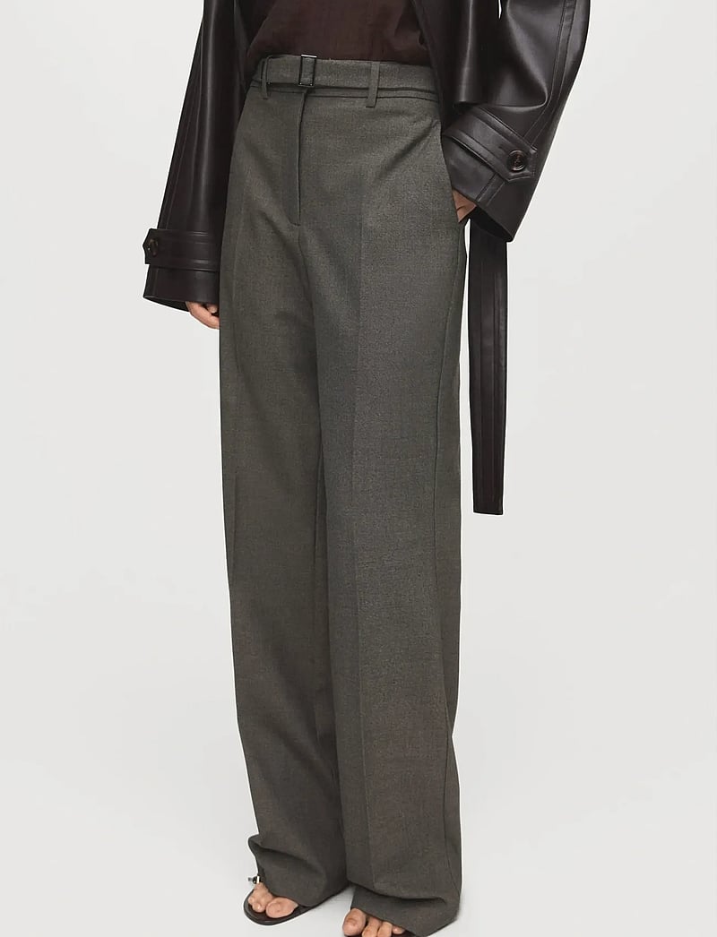 Mango - Belt straight-fit trousers - bukser med lige ben - brown - 0