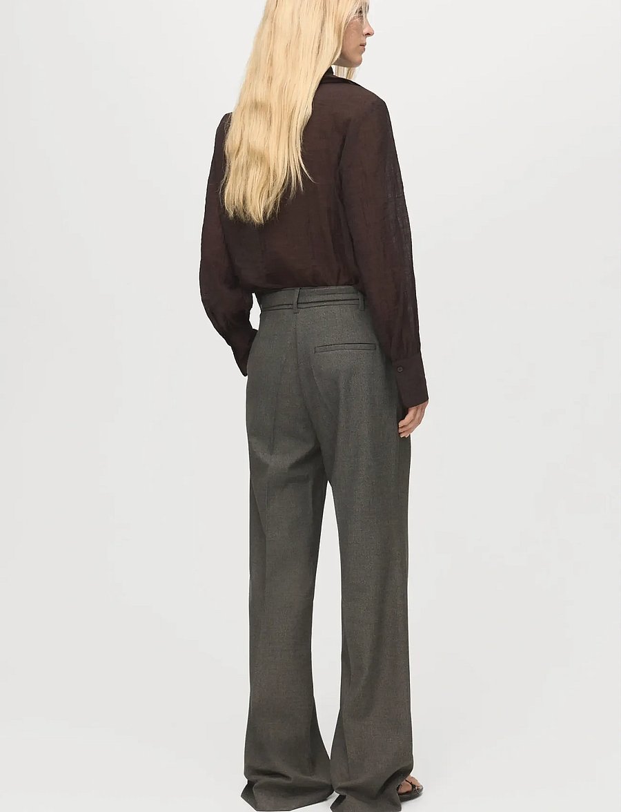 Mango - Belt straight-fit trousers - raka byxor - brown - 2
