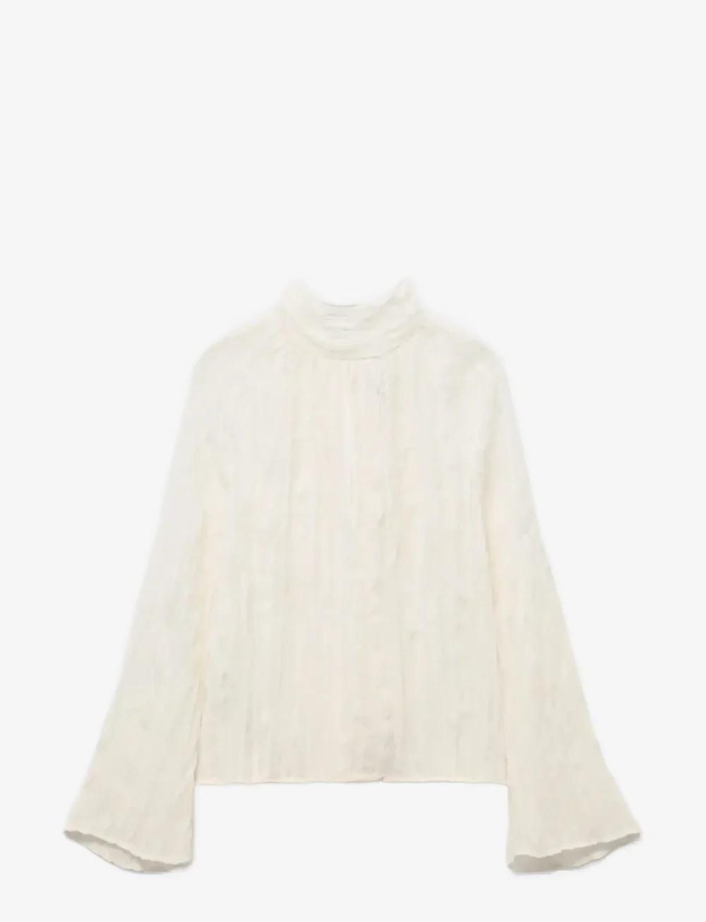 Mango - Bow textured blouse - långärmade blusar - natural white - 1