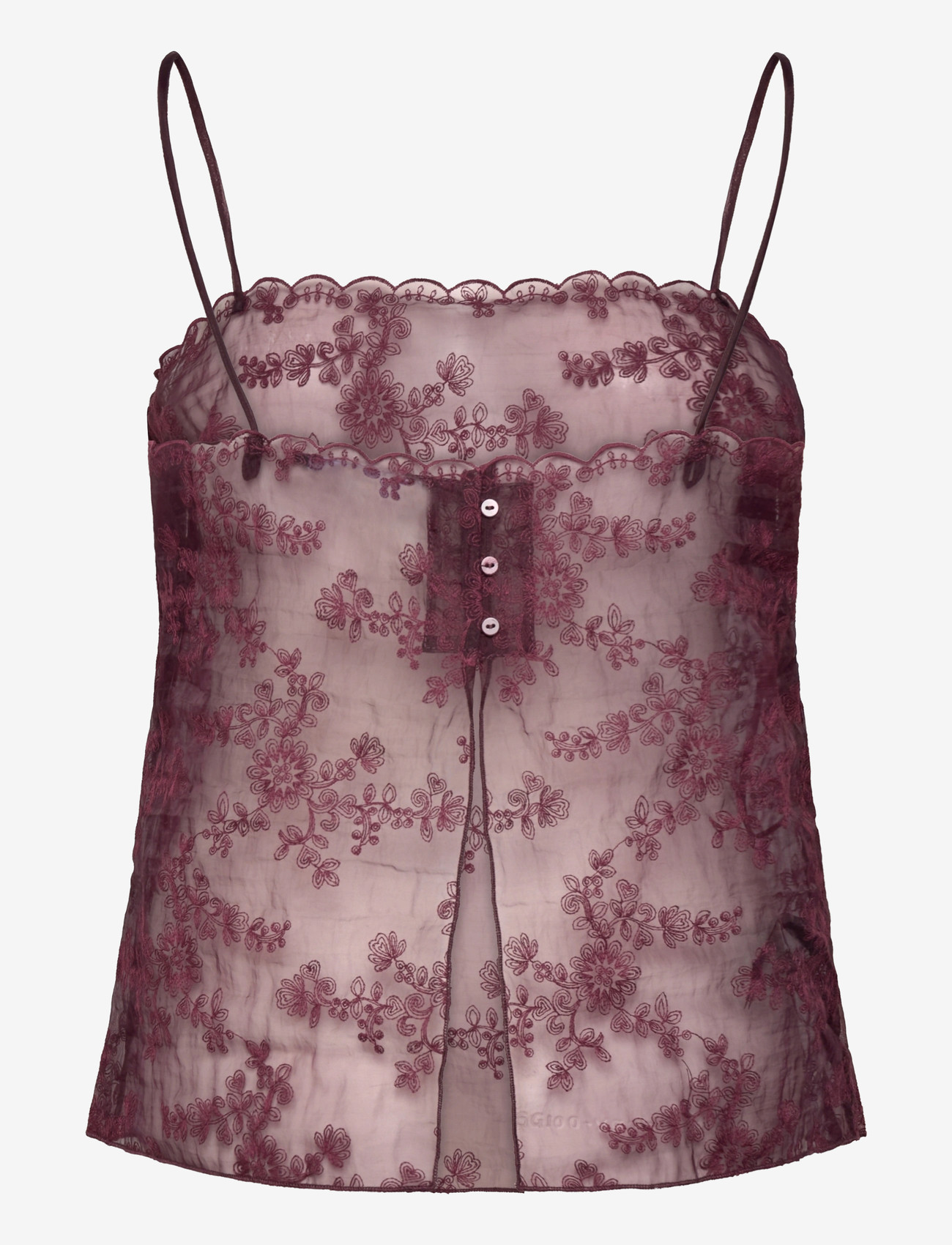 Mango - Embroidered sheer top - laveste priser - dark red - 1