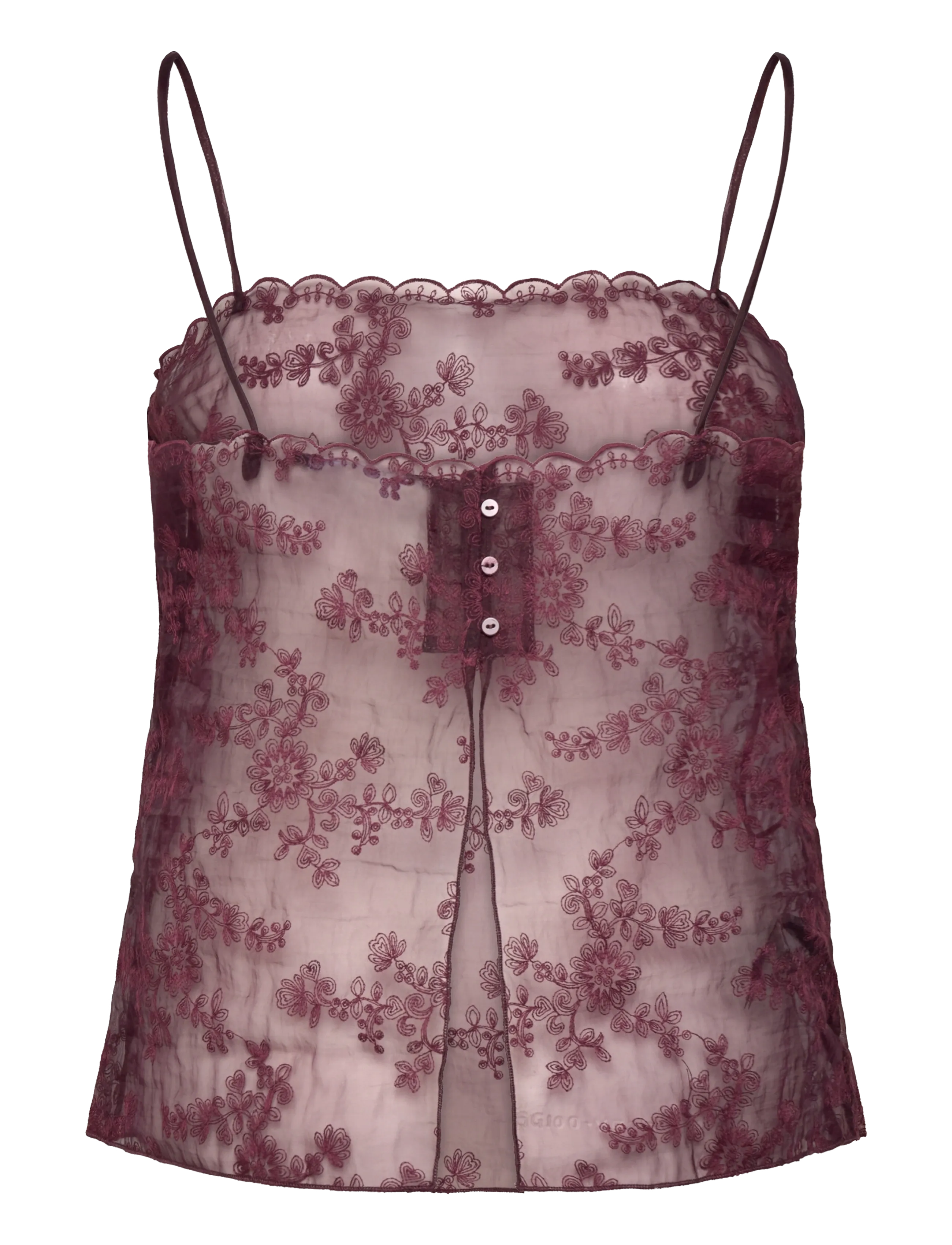 Mango - Embroidered sheer top - laveste priser - dark red - 2