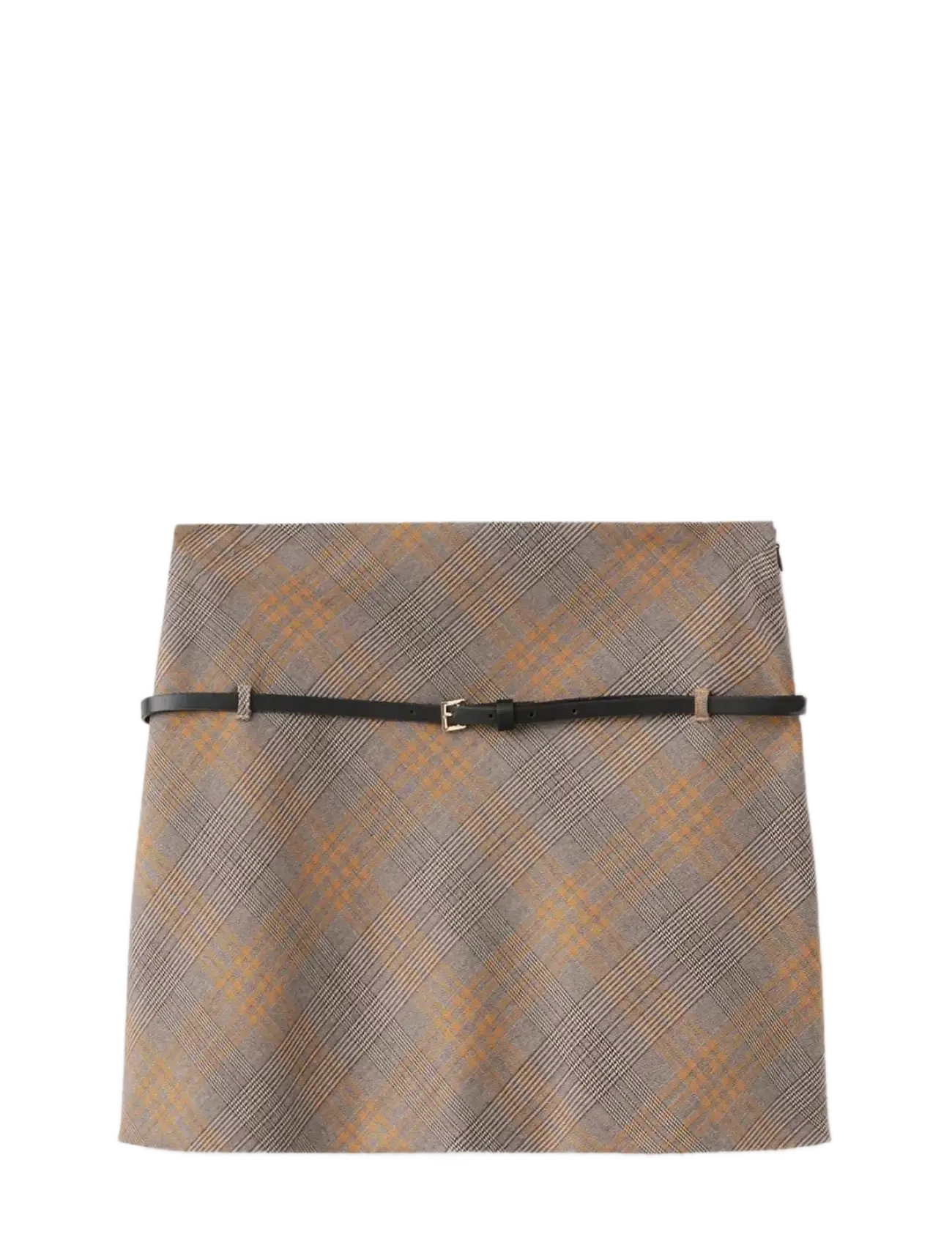 Mango Belt checked skirt - Kurze Röcke - BROWN / brown